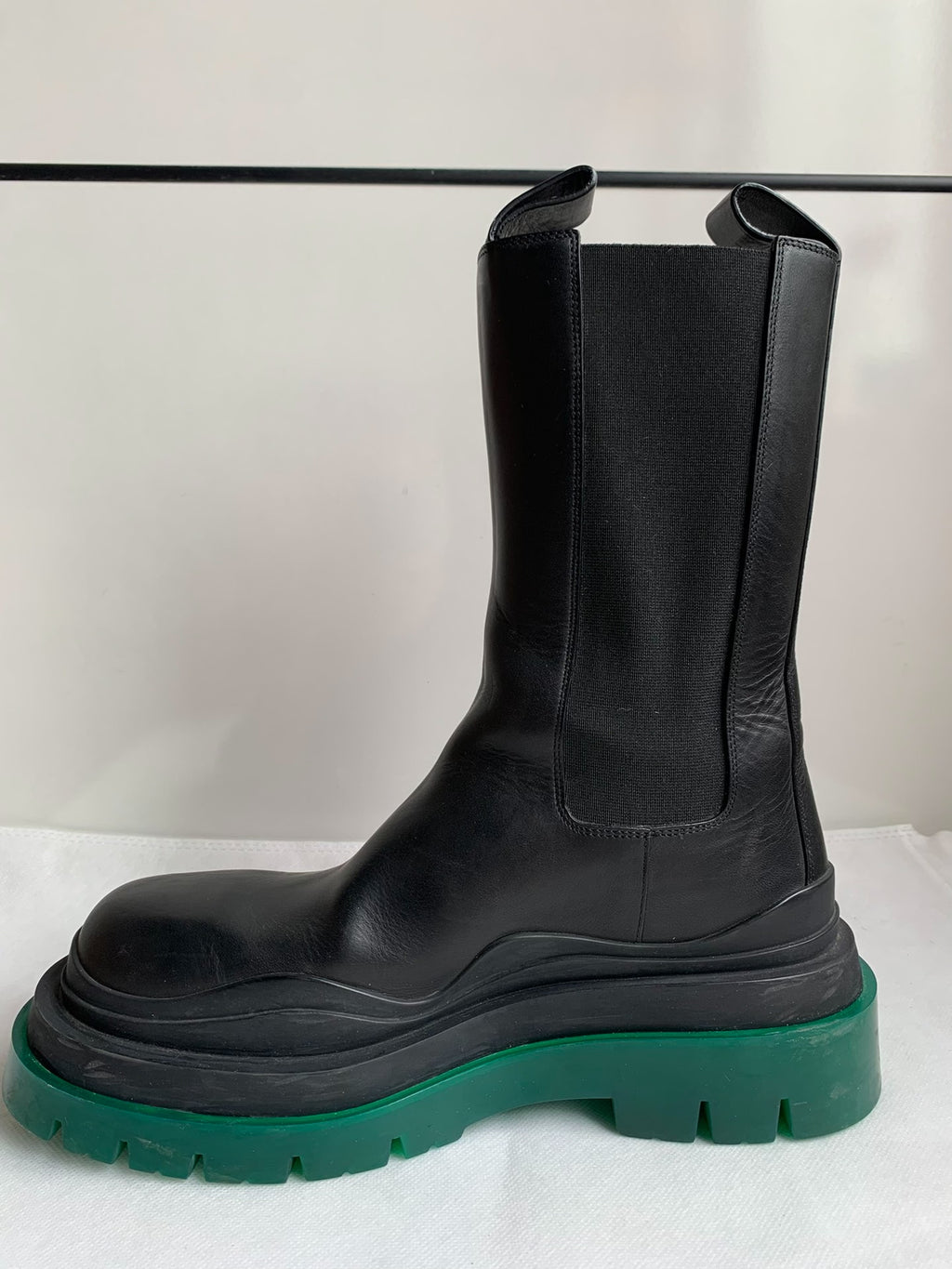 Bottega Veneta Black Green Thick-Sole Calf Boots