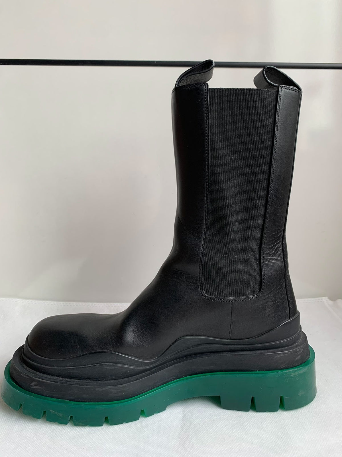 Bottega Veneta Black Green Thick-Sole Calf Boots