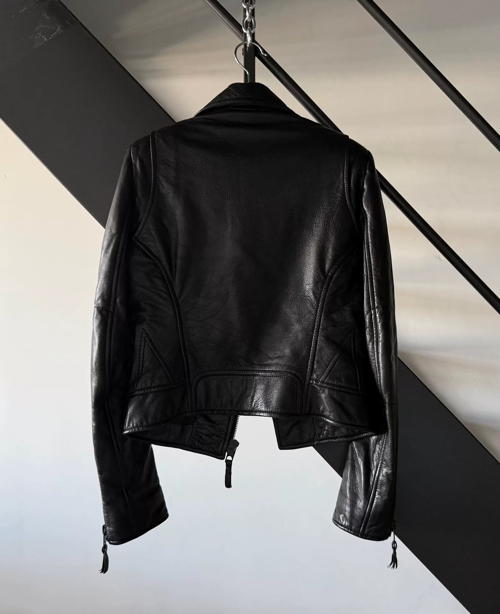 Balenciaga Black Lambskin-Leather Moto 16FW Leather Jacket