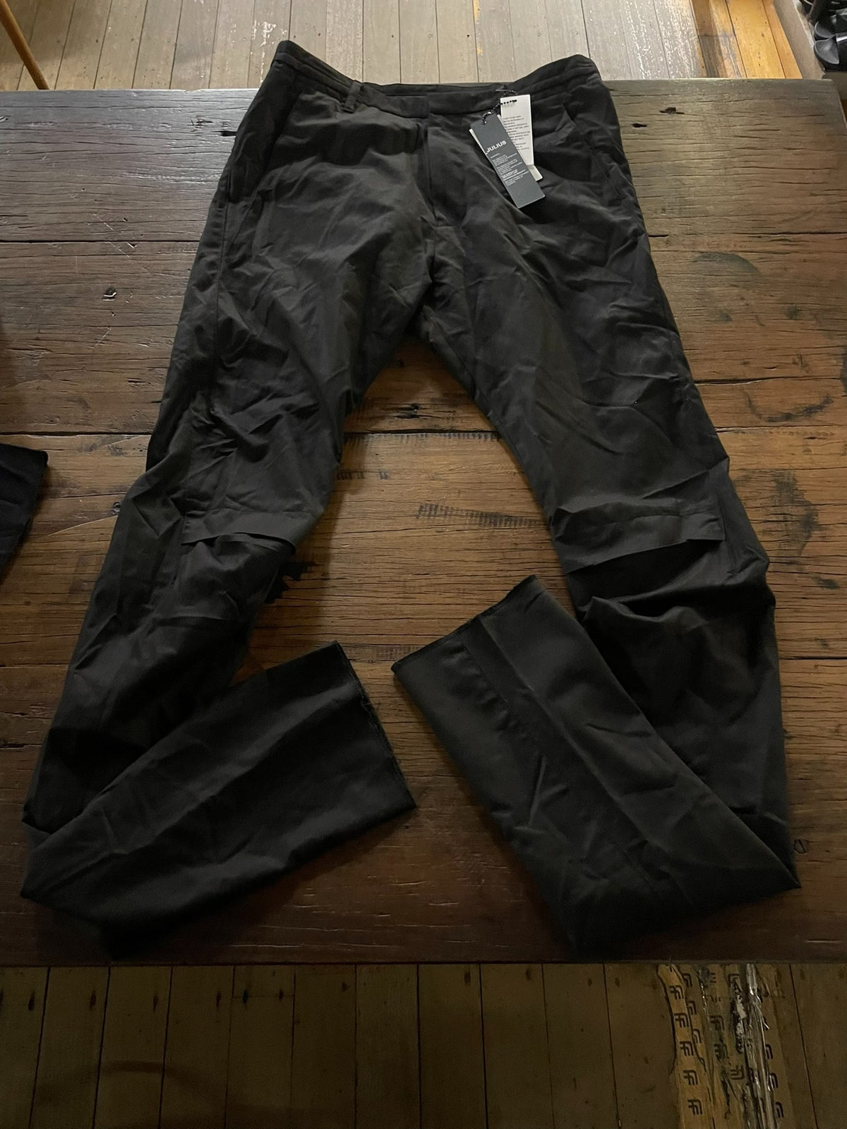 Julius SS14 Black Open Knee Ghost PU6 Silk Trousers