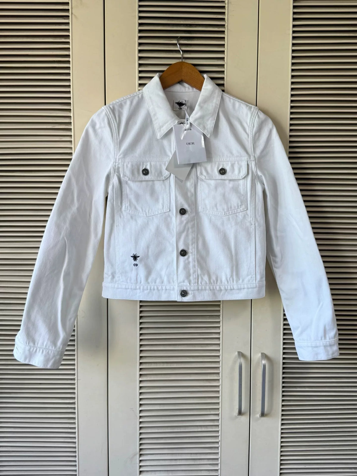 Dior Floral Cotton Embroidered White Denim Jacket