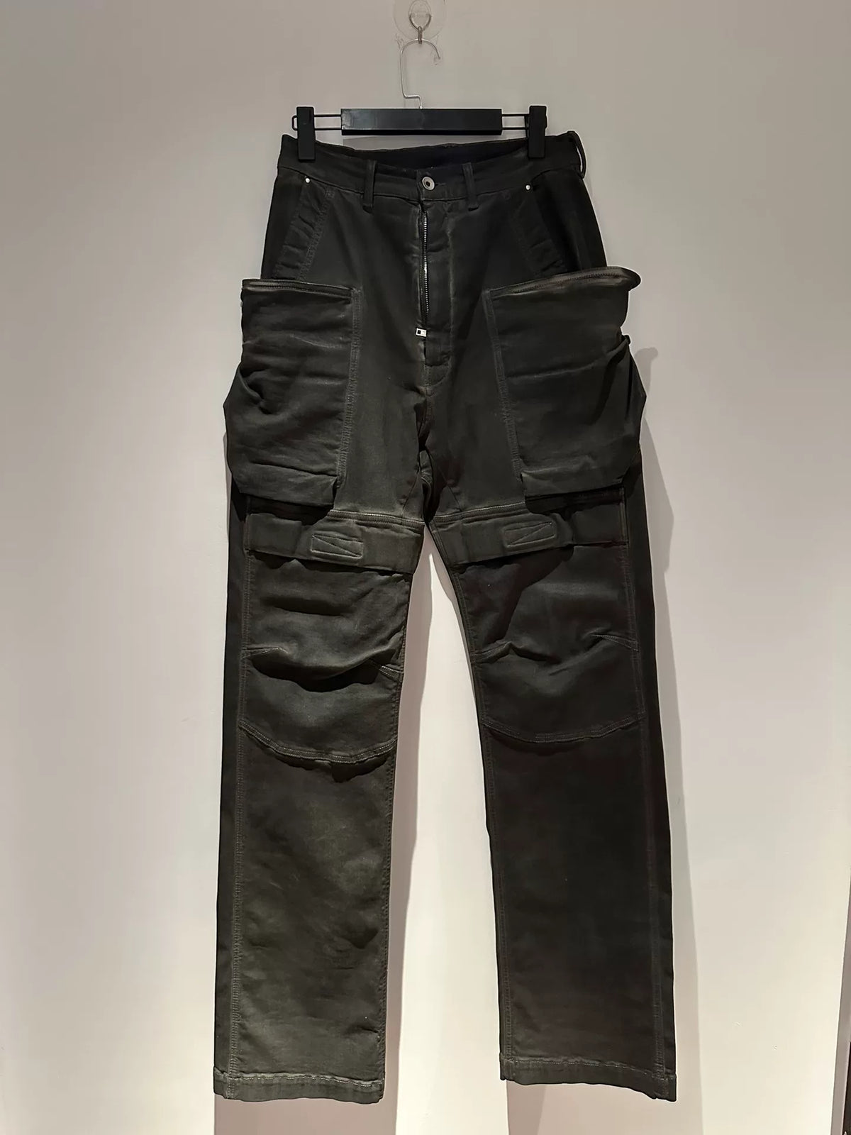 Rick Owens 24ss waxed faded smoke gray cargo work pants