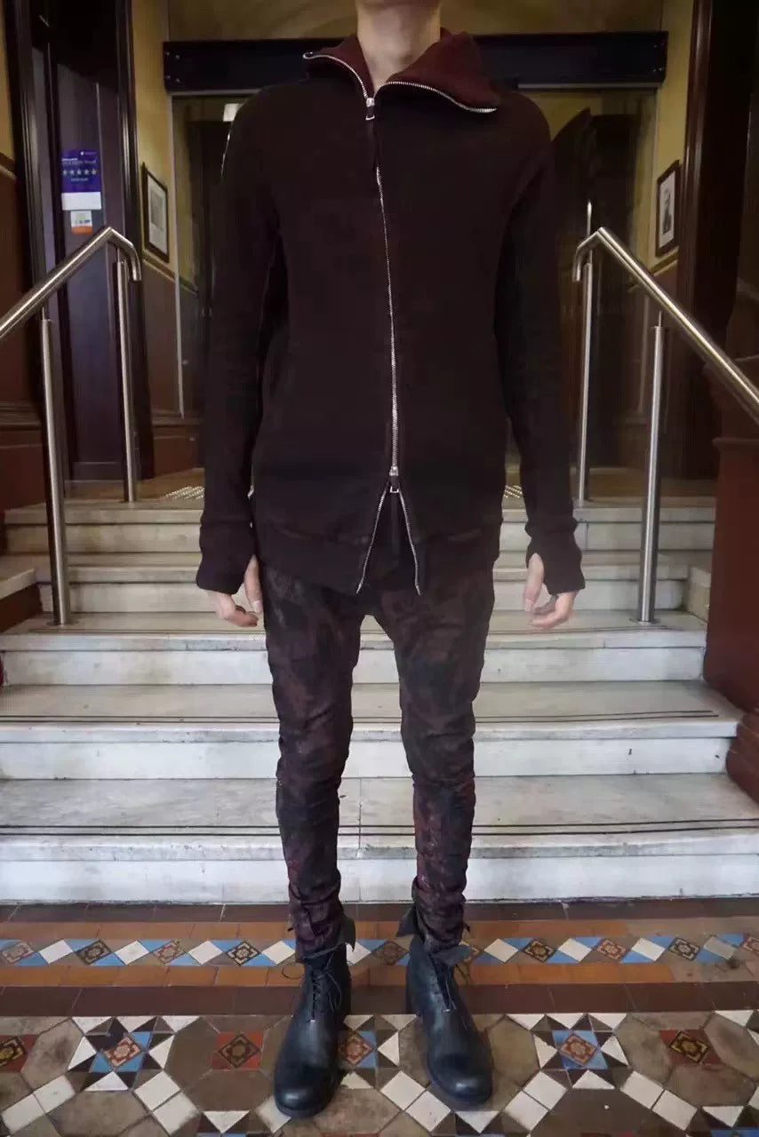 Boris Bidjan Saberi FW15 Black Burgundy Ninja Zipper2 Object Hooded Cotton Jacket