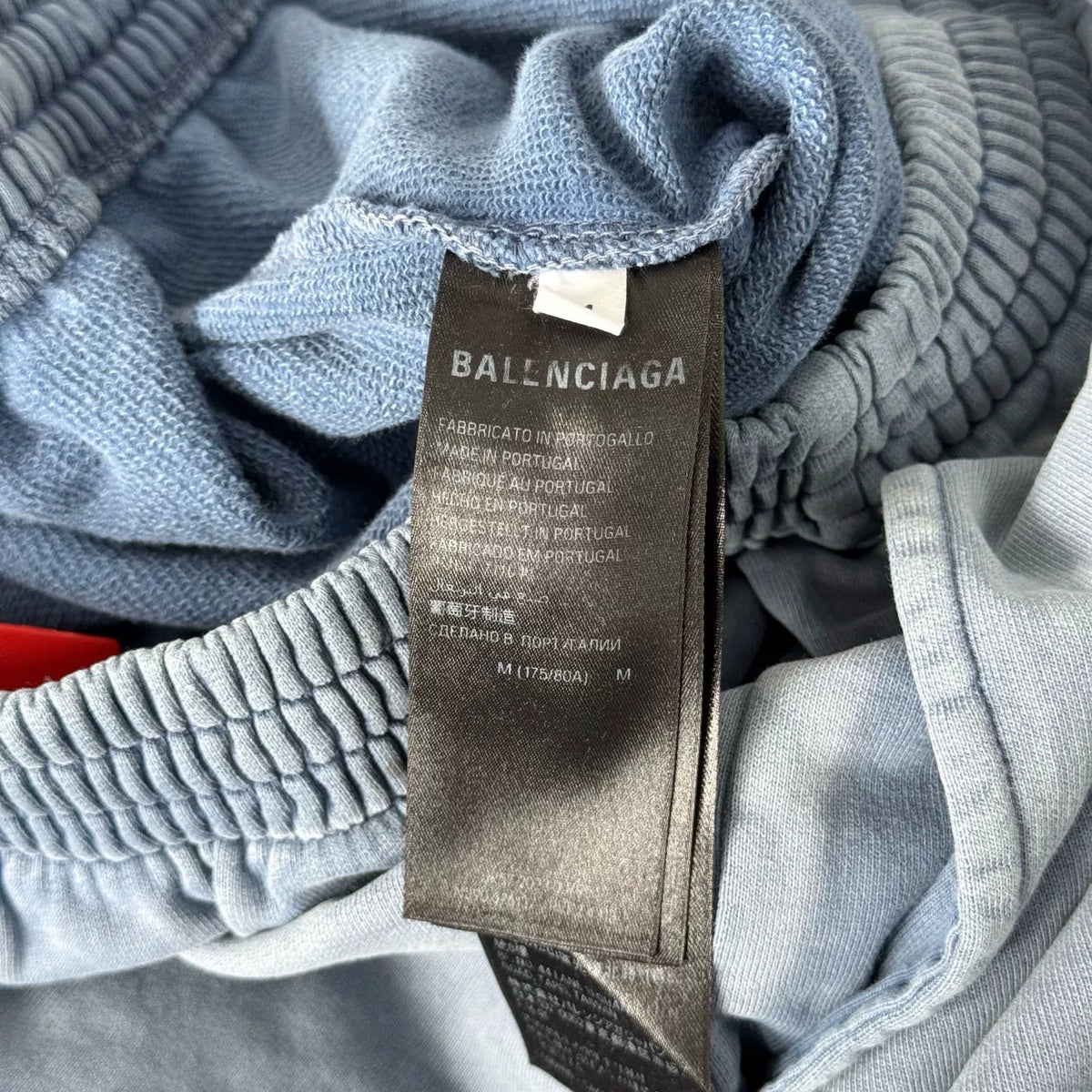 Balenciaga washed blue letter logo stretch waist casual shorts