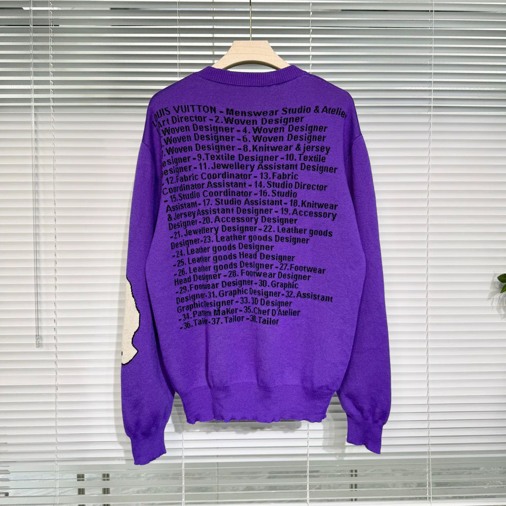 Louis Vuitton Wool Logo Purple Knit Sweater