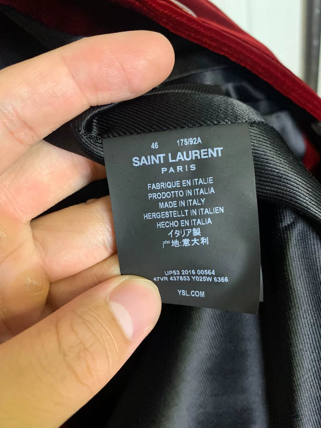 Saint Laurent SLP 2016 Fall/Winter red velvet musical note rhinestone jacket