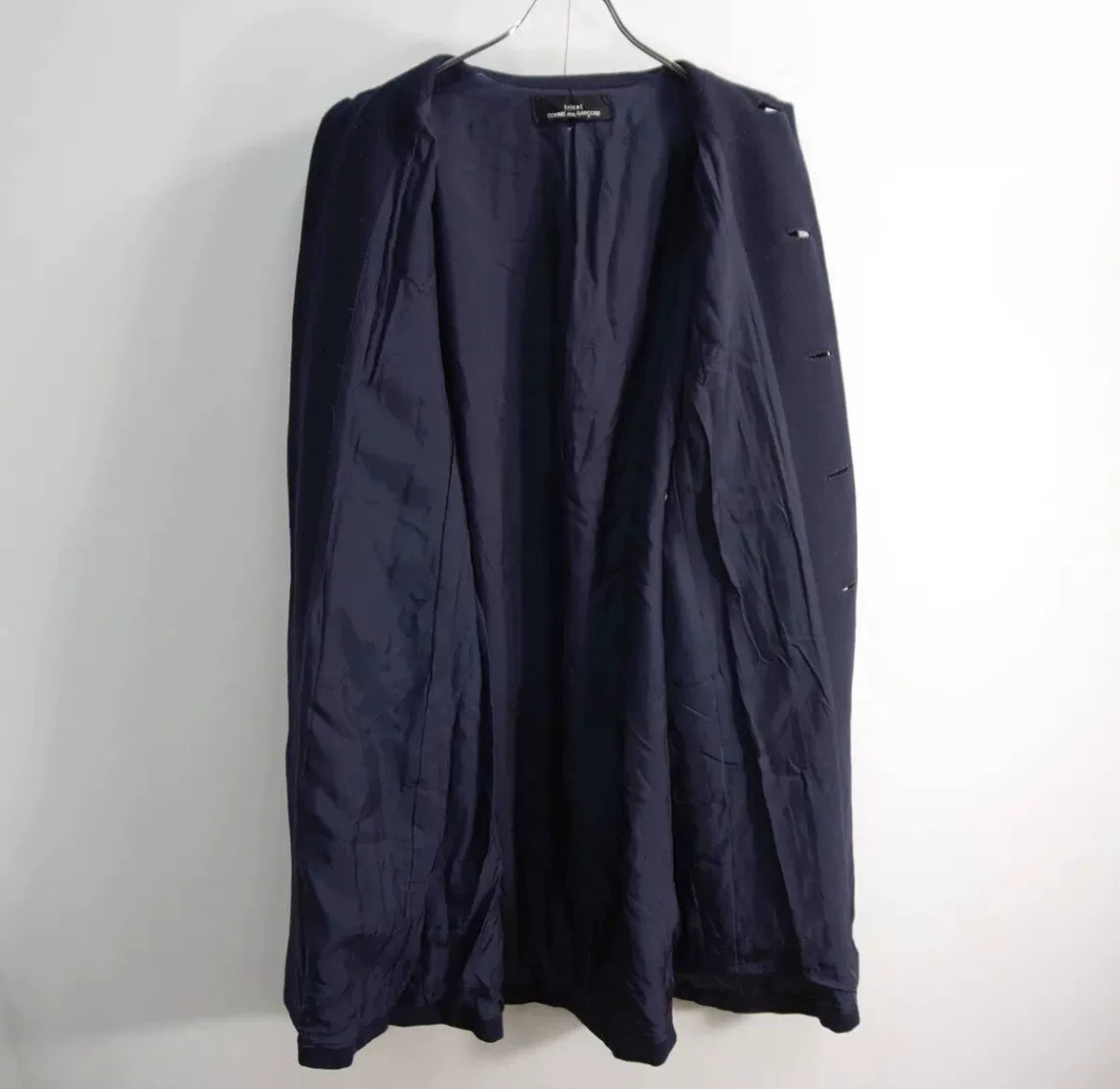 Comme Des Garçons AW09 Navy Blue Crew Neck Wool Coat