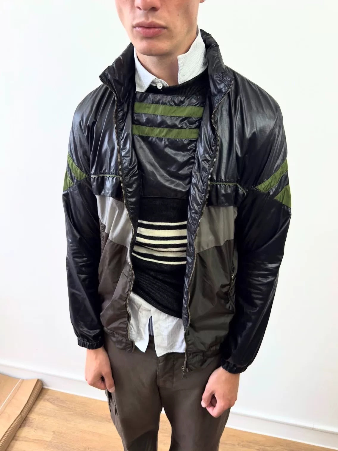 Prada Micro Logo Stand-Collar Zip-Up Nylon Jacket