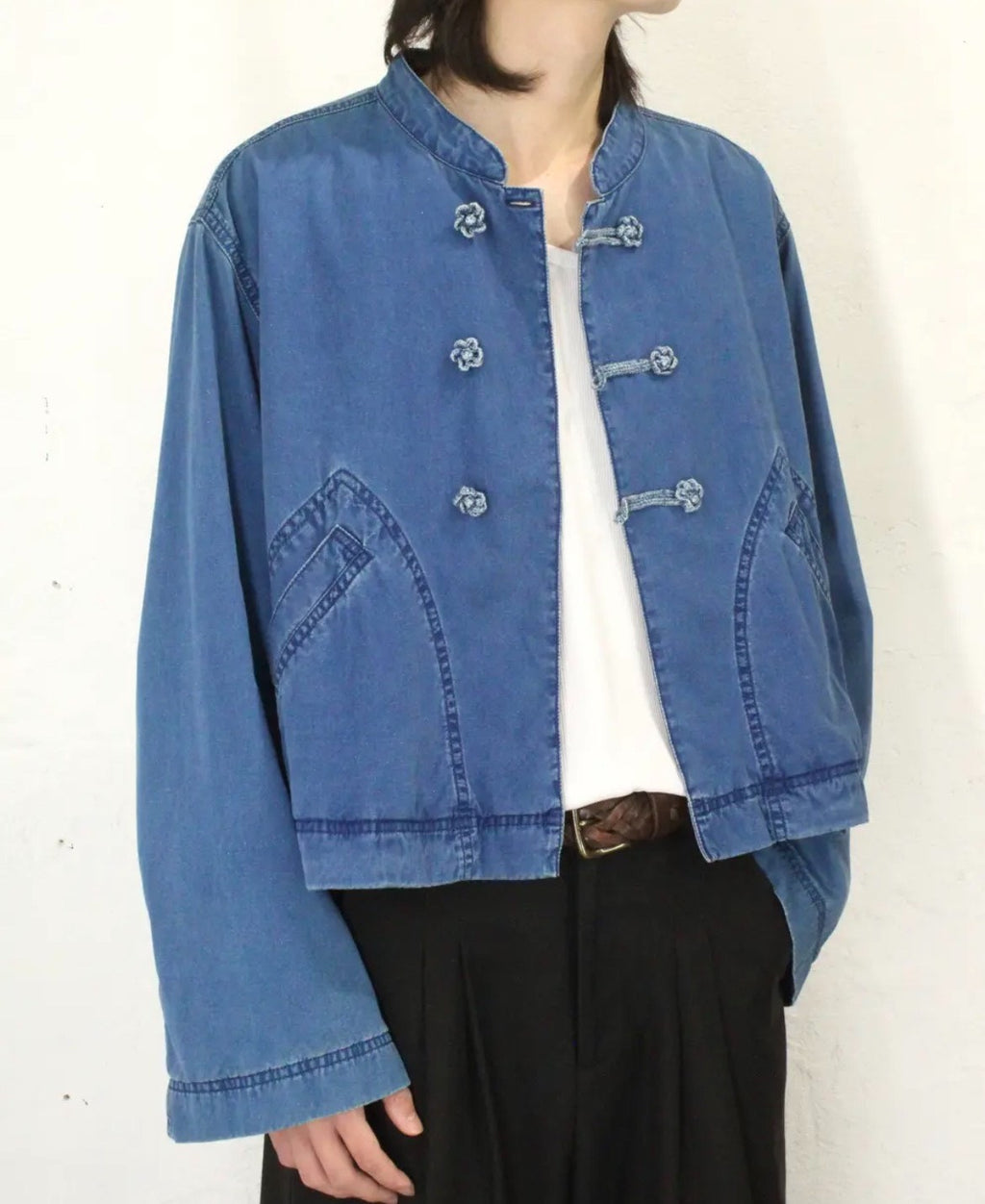 Issey Miyake 1990s Chinese Button Denim Jacket