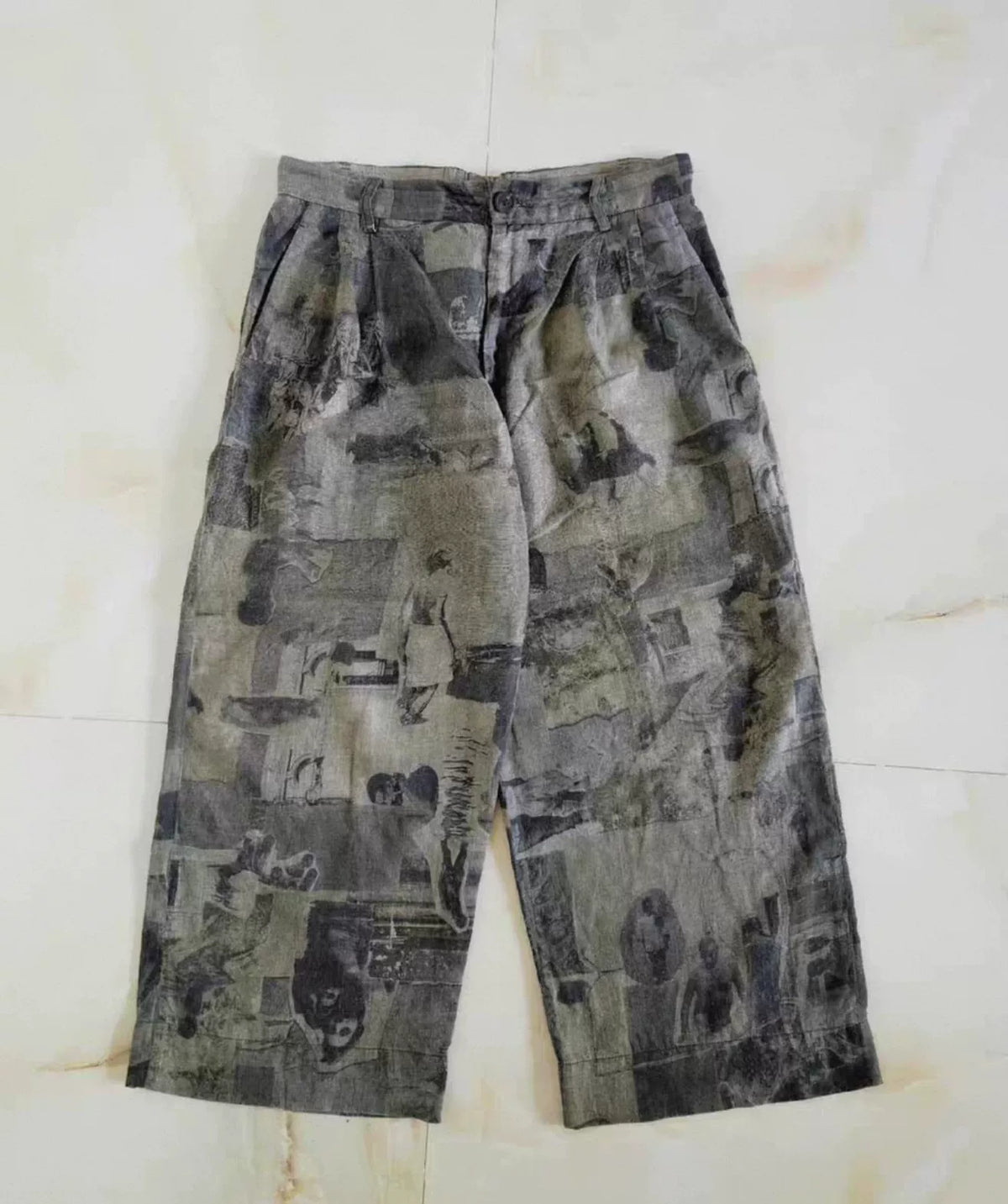 ziggy chen 21ss India Field Trip All-Over Print Portrait Wide-Leg Pants Long Pants