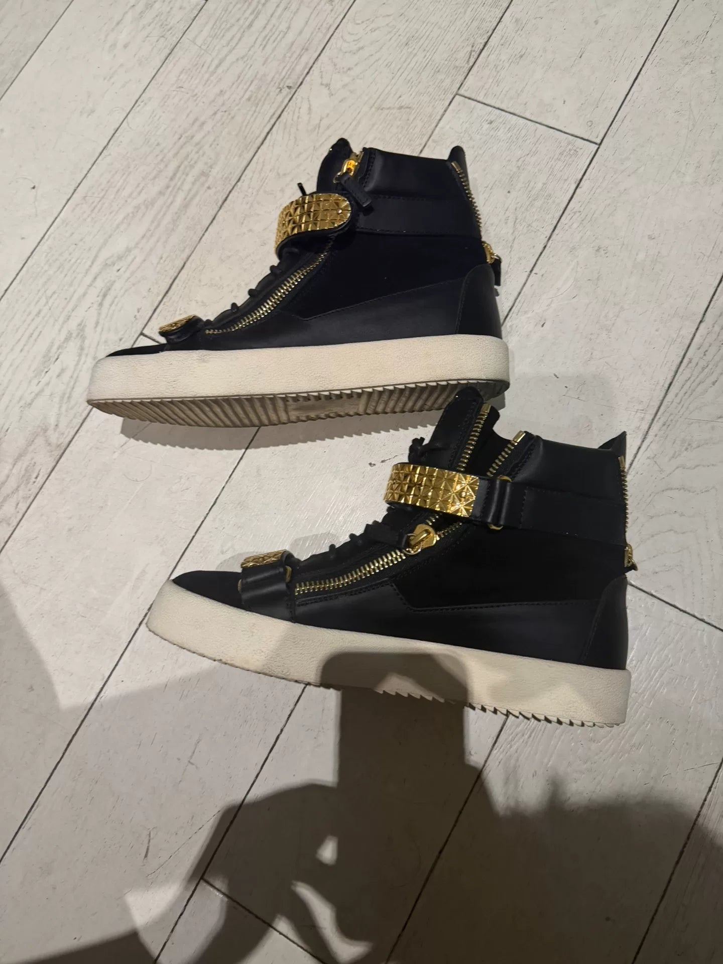Giuseppe Zanotti Gold Black High-Top Sneakers