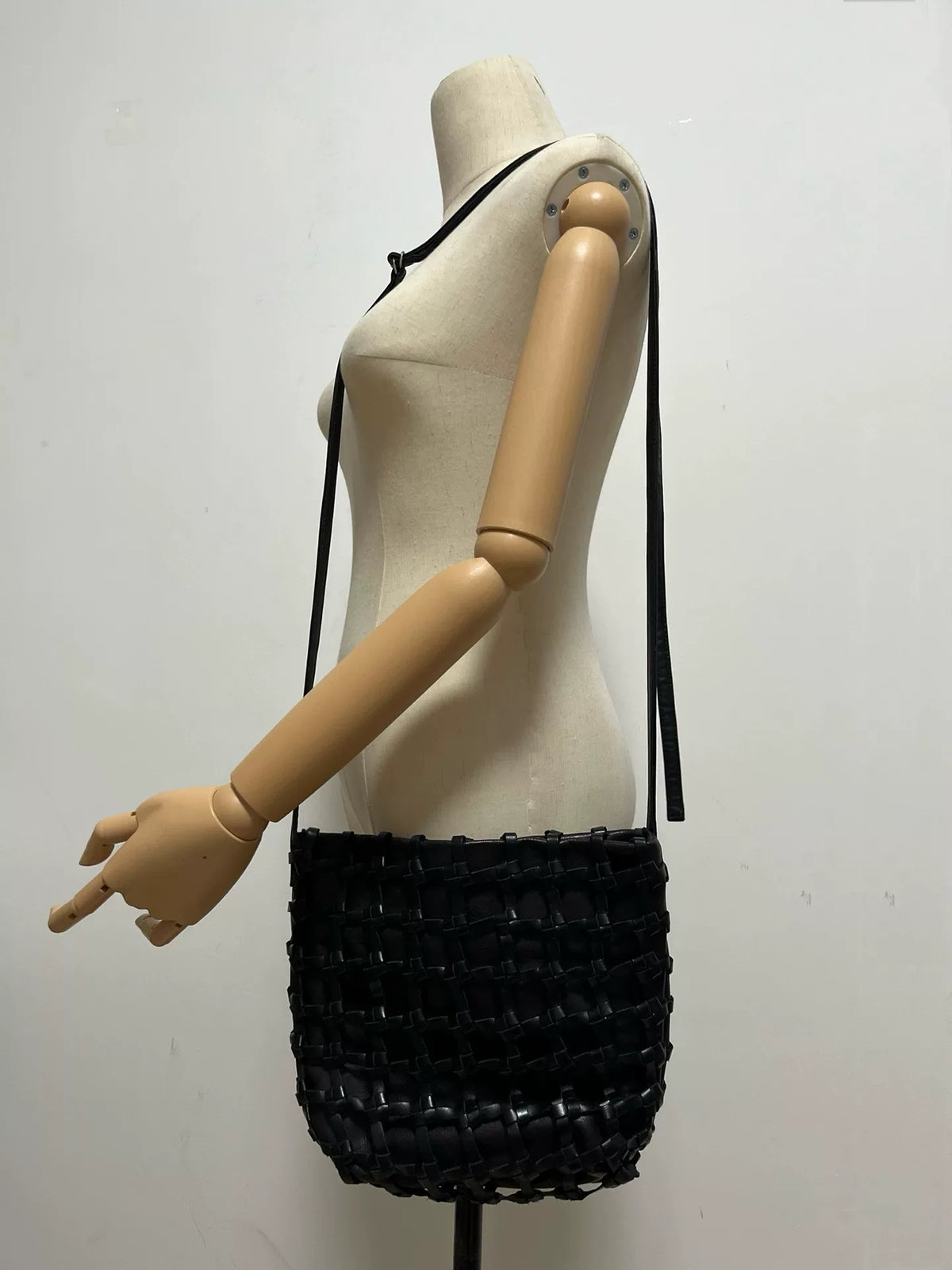 Ann Demeulemeester Woven Crossbody Black Bag