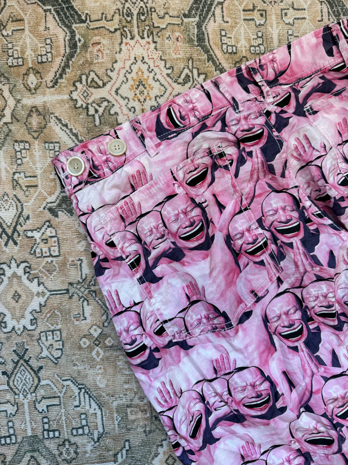 Comme des Garcons 21SS Yue Minjun pink long pants