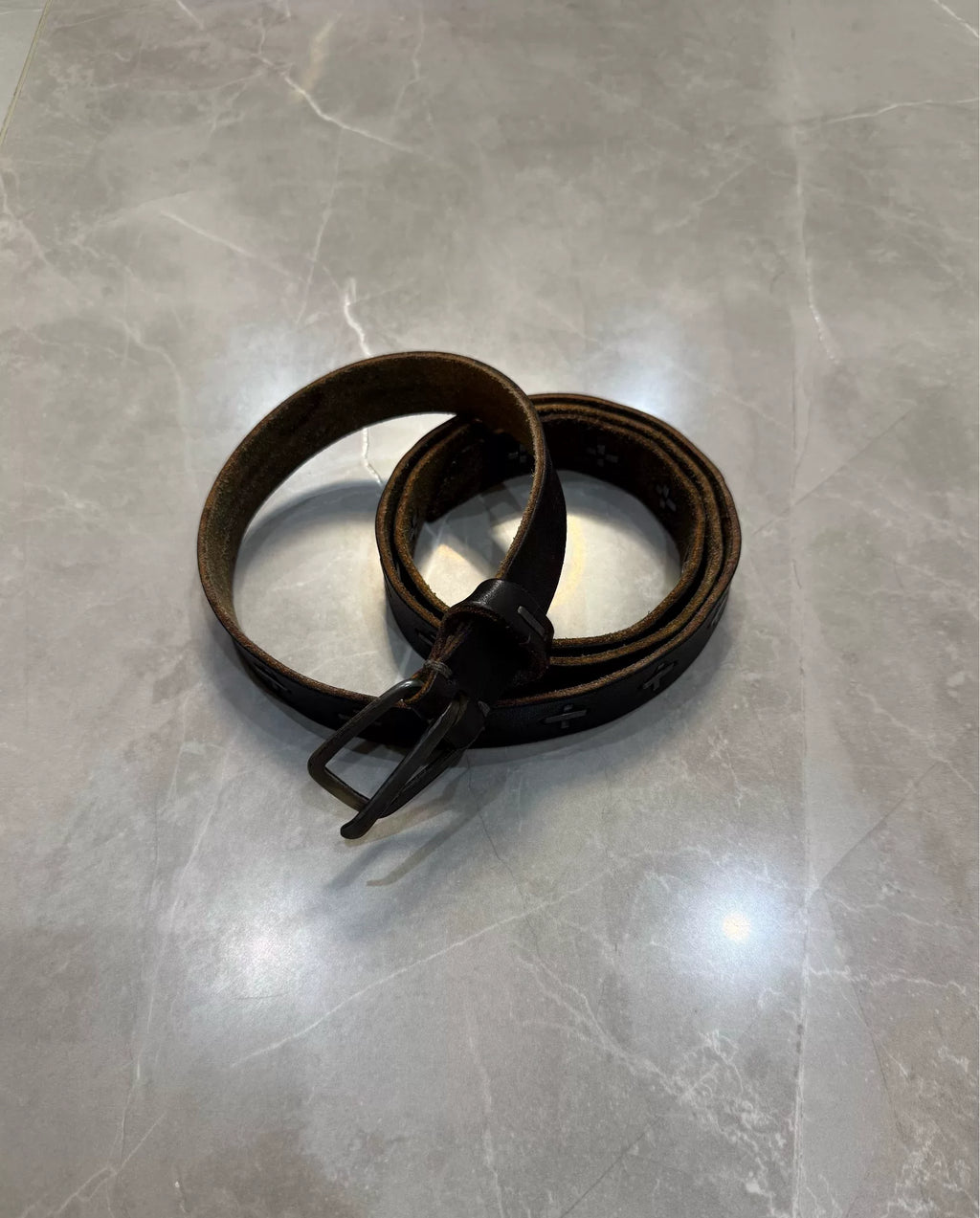 M.A+ SS06 Black Cross Leather Belt