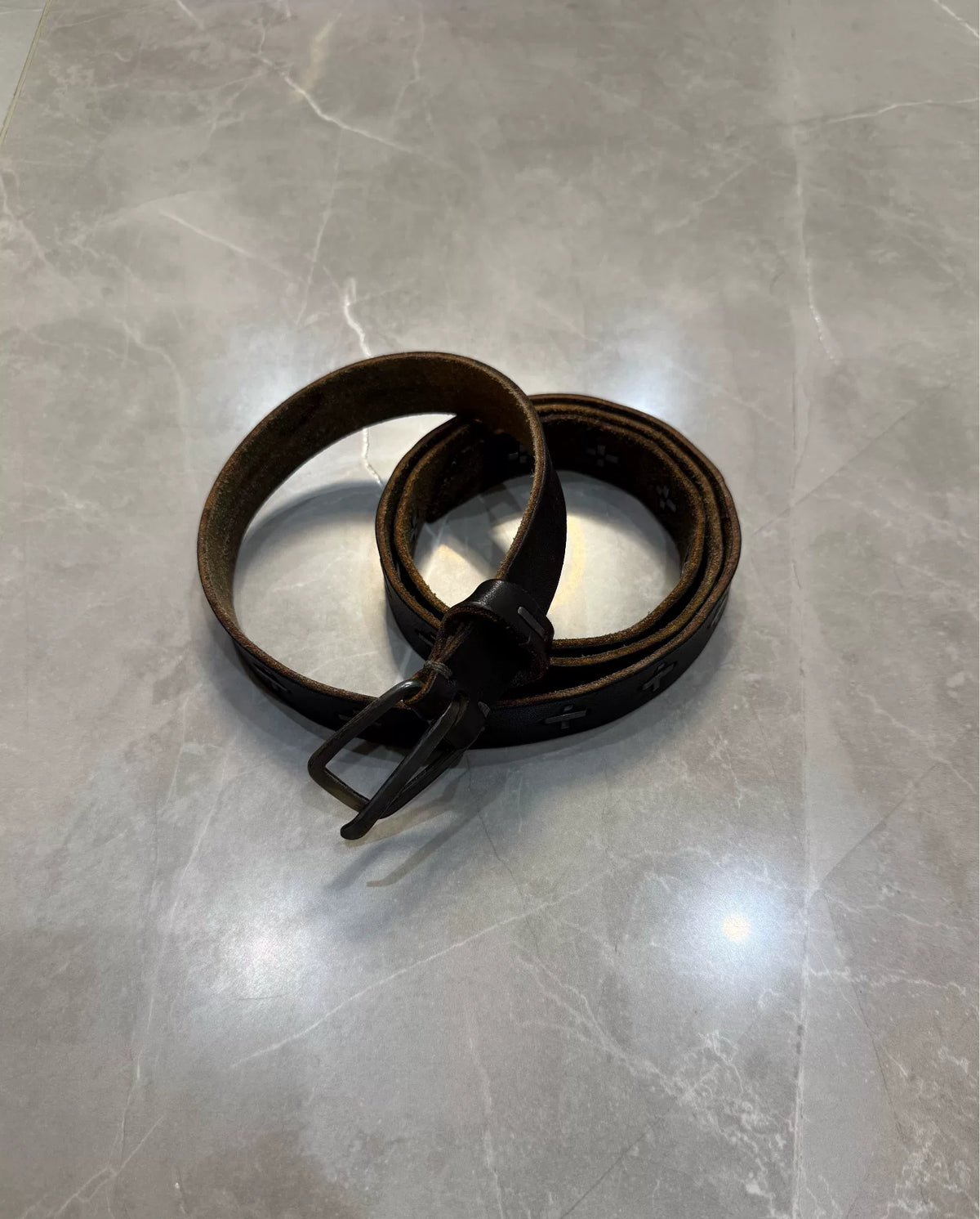 M.A+ SS06 Black Cross Leather Belt