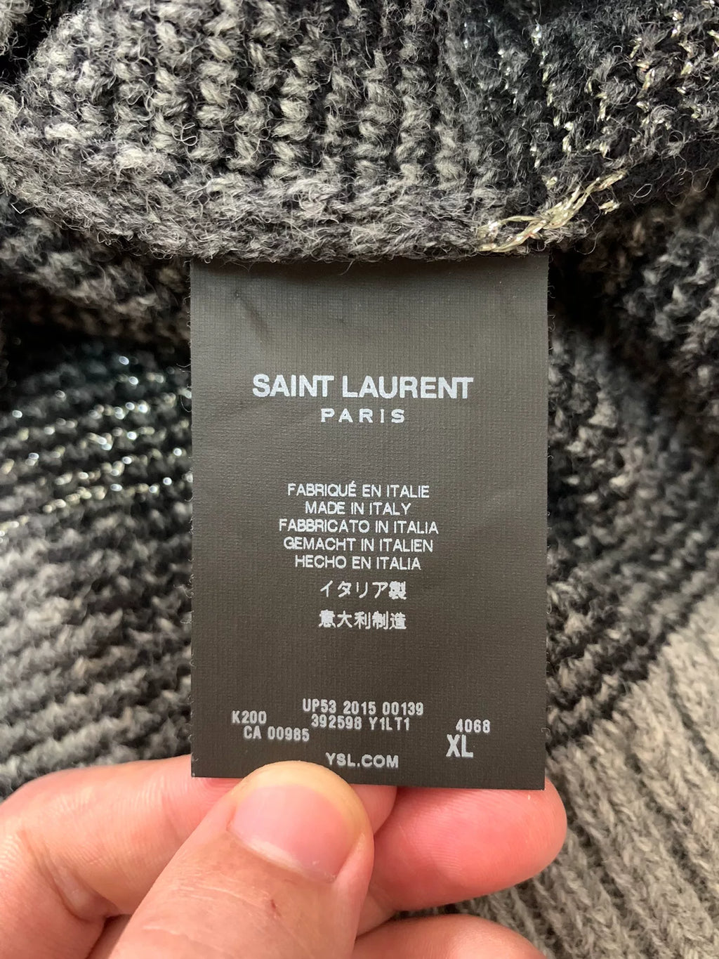 Saint Laurent 15FW Runway Gray Silver Sweater