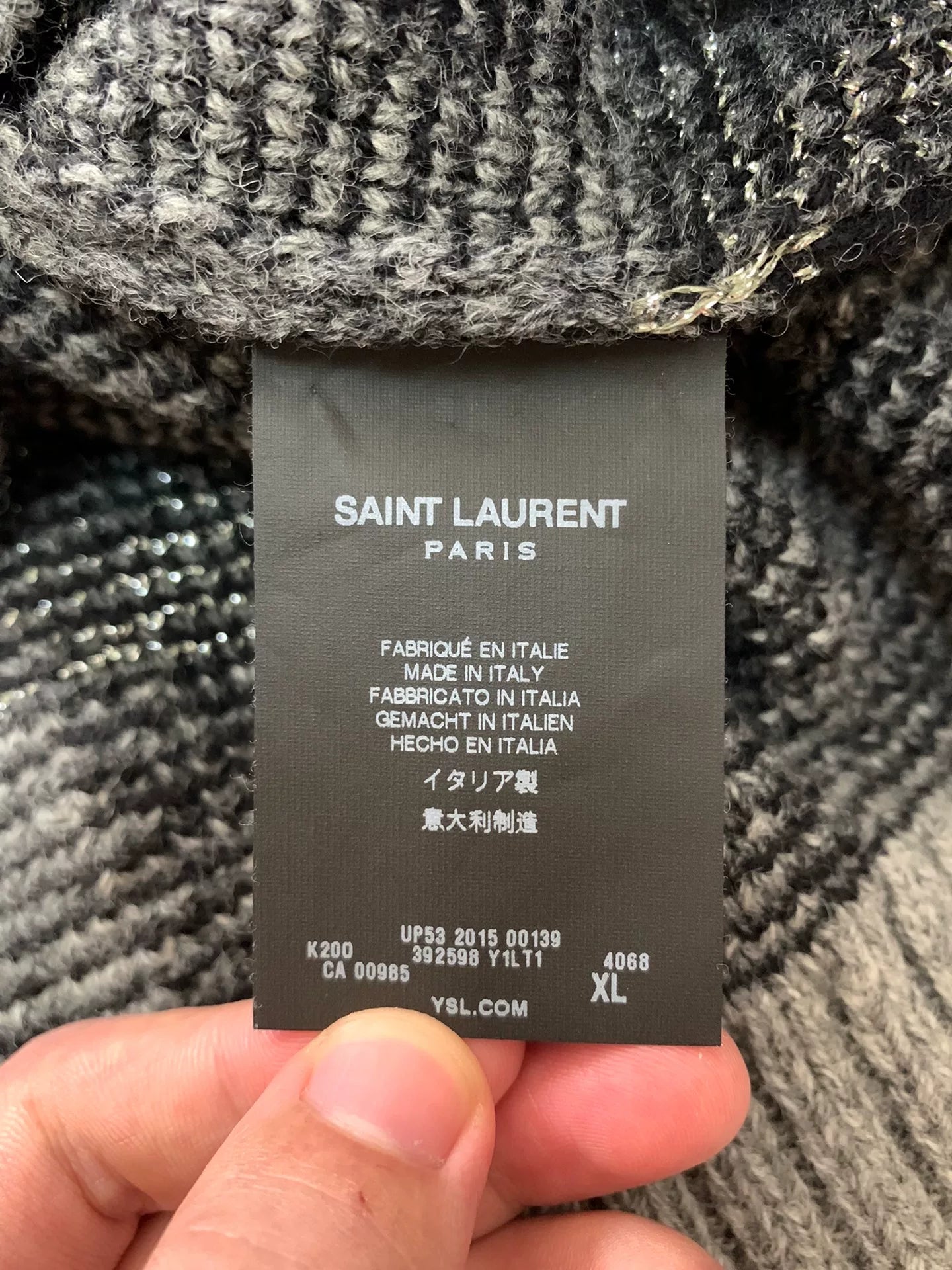 Saint Laurent 15FW Runway Gray Silver Sweater