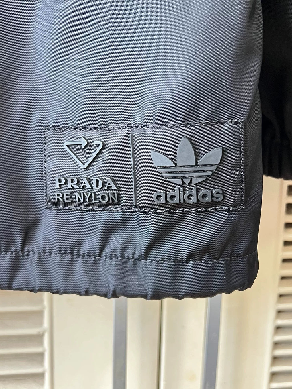 Prada X Adidas Hooded Triangle Logo Black Jacket