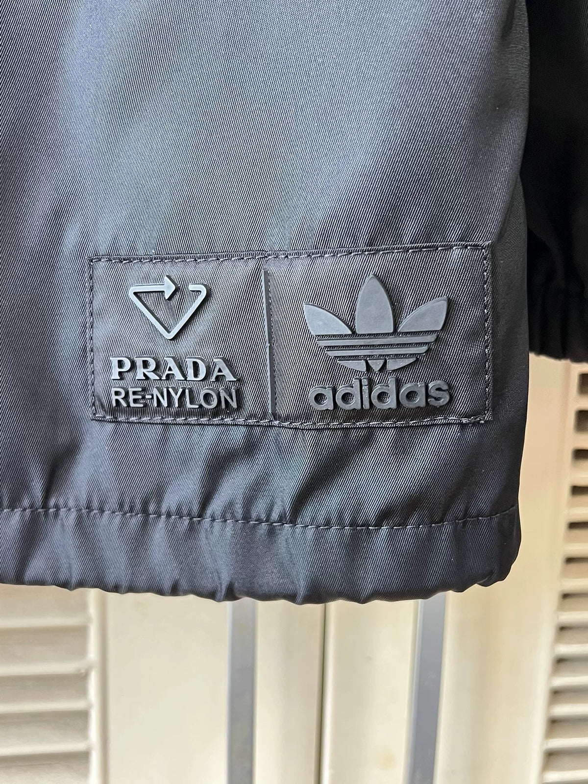 Prada X Adidas Hooded Triangle Logo Black Jacket