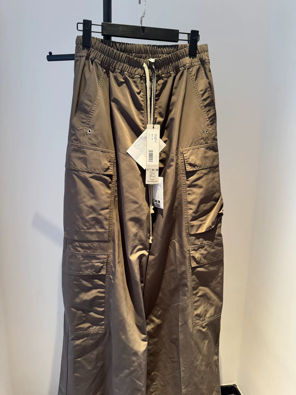 Rick Owens Bela Cargo Brown Nylon Wide-Leg Pants