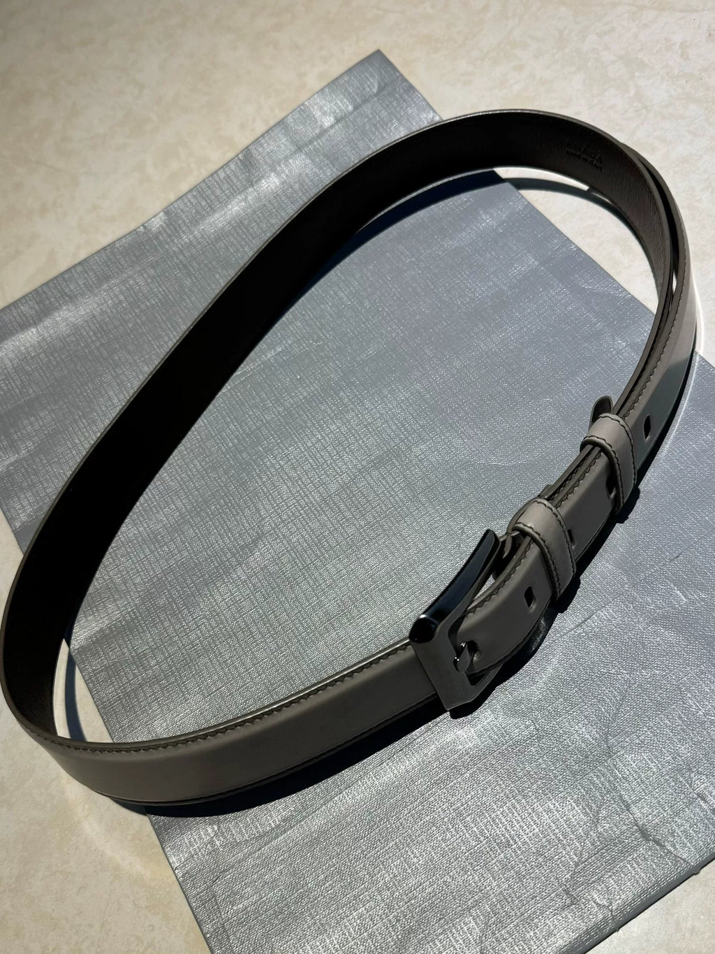 Prada Patent Leather Square Silver Buckle Belt
