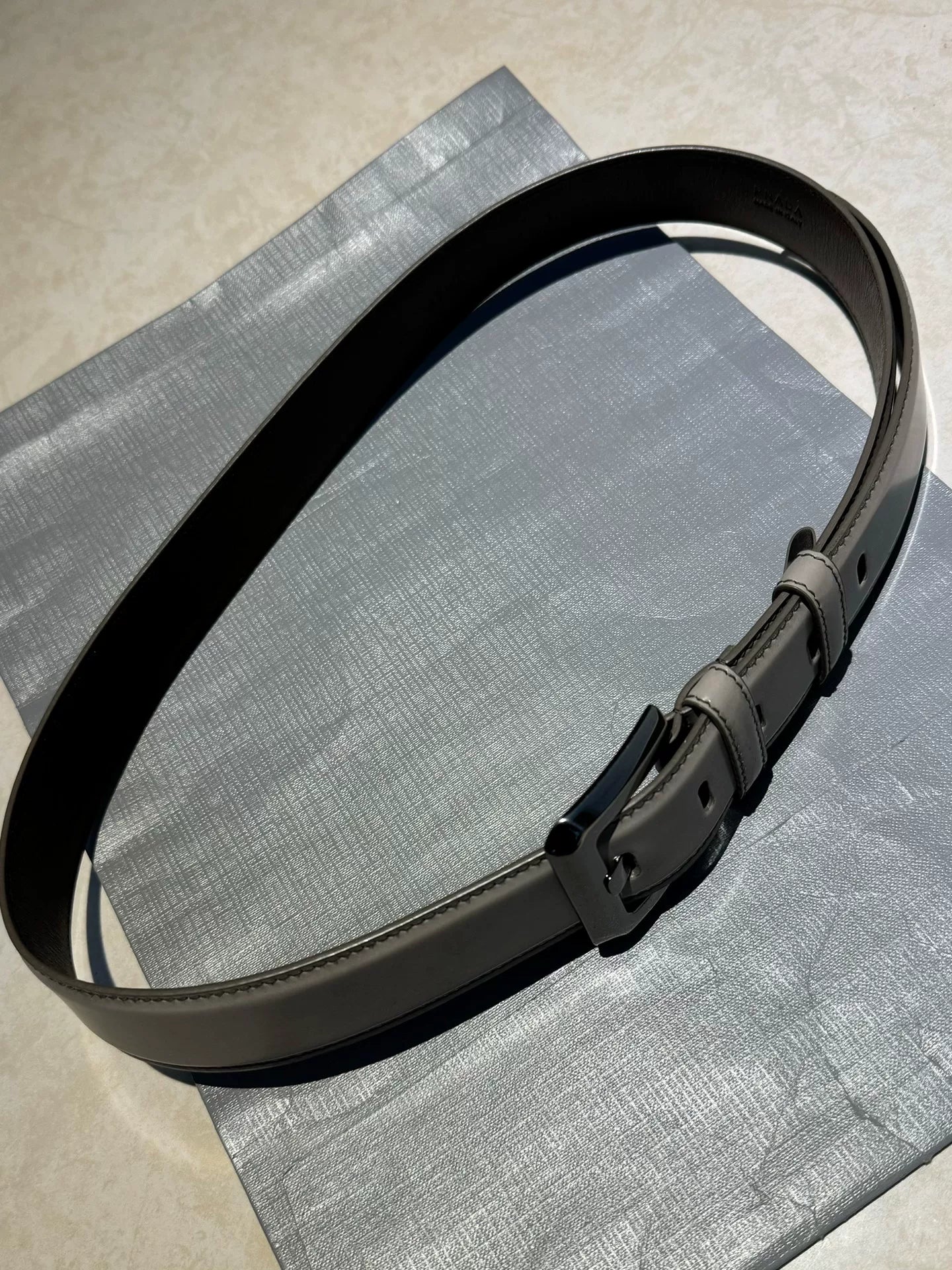Prada Patent Leather Square Silver Buckle Belt