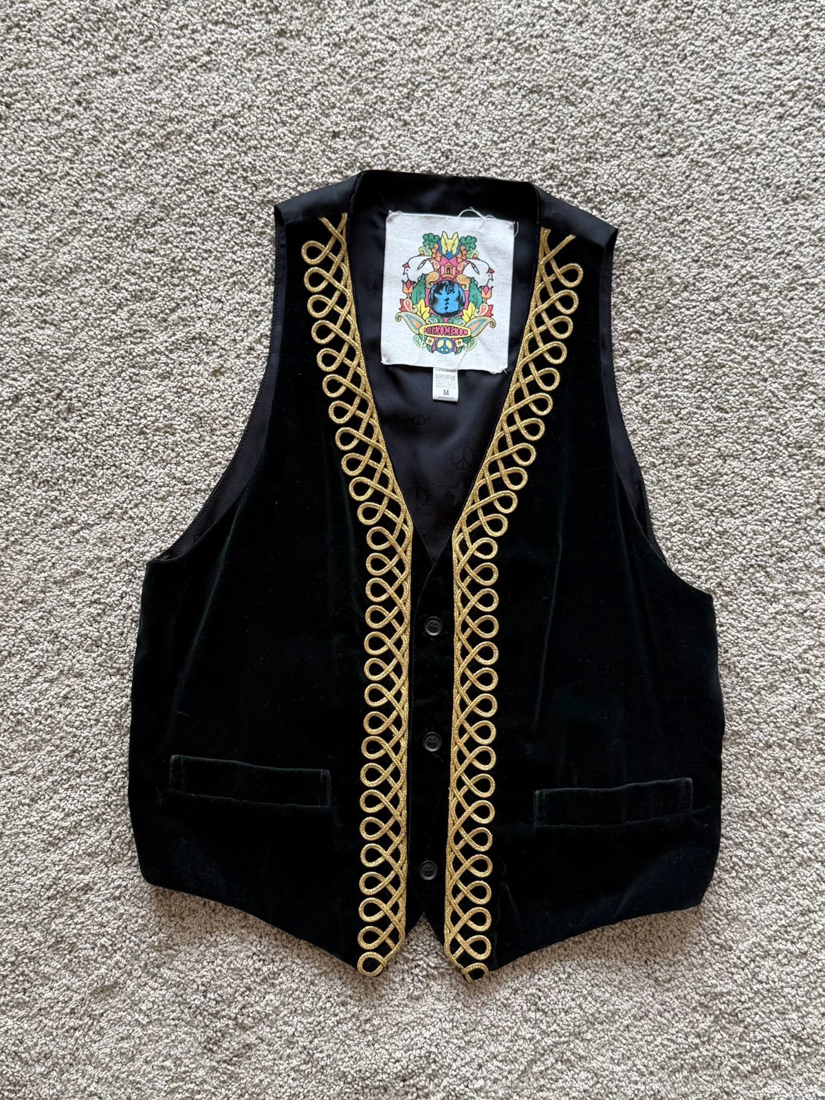 Phenomenon 2010 Black Velvet Vest Gold Braid Trim