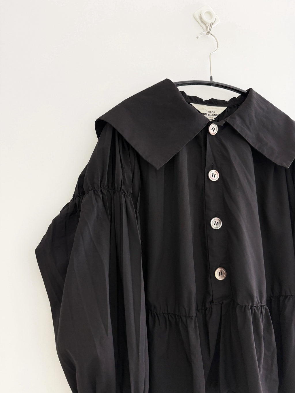 Comme Des Garcons Black Pleated Collar Lapel Shirt - Devines