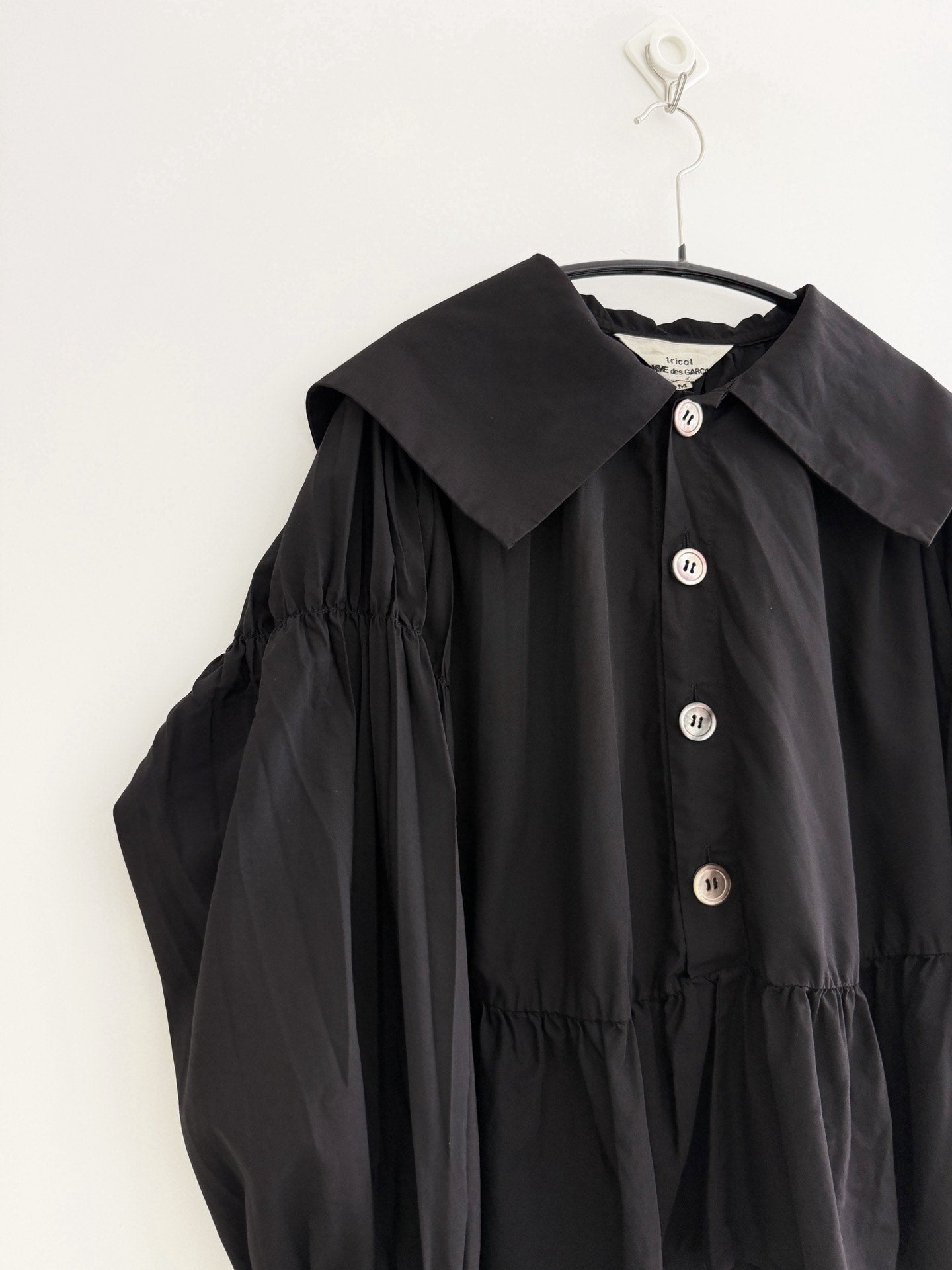 Comme Des Garcons Black Pleated Collar Lapel Shirt - Devines