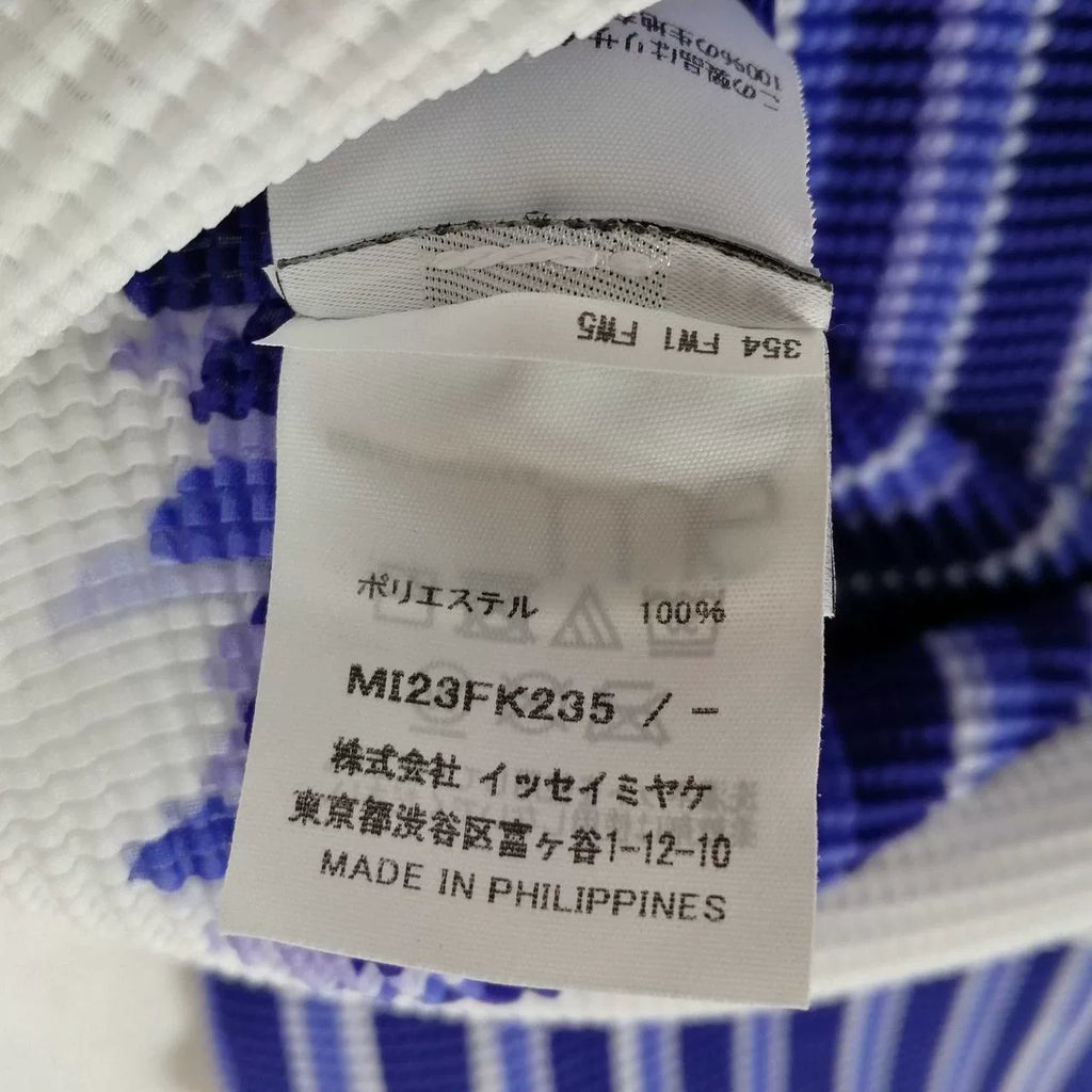 Issey Miyake Striped Pleated Short-Sleeve Top