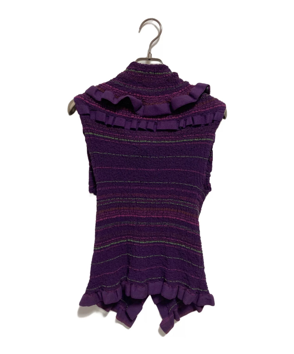 Issey Miyake Purple Pleated Sleeveless Top