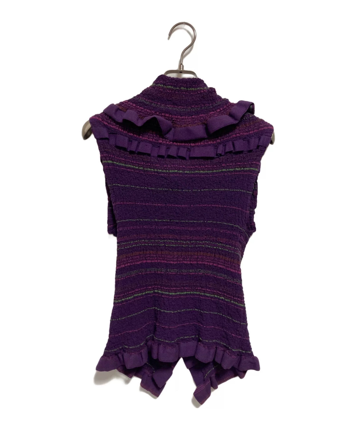 Issey Miyake Purple Pleated Sleeveless Top