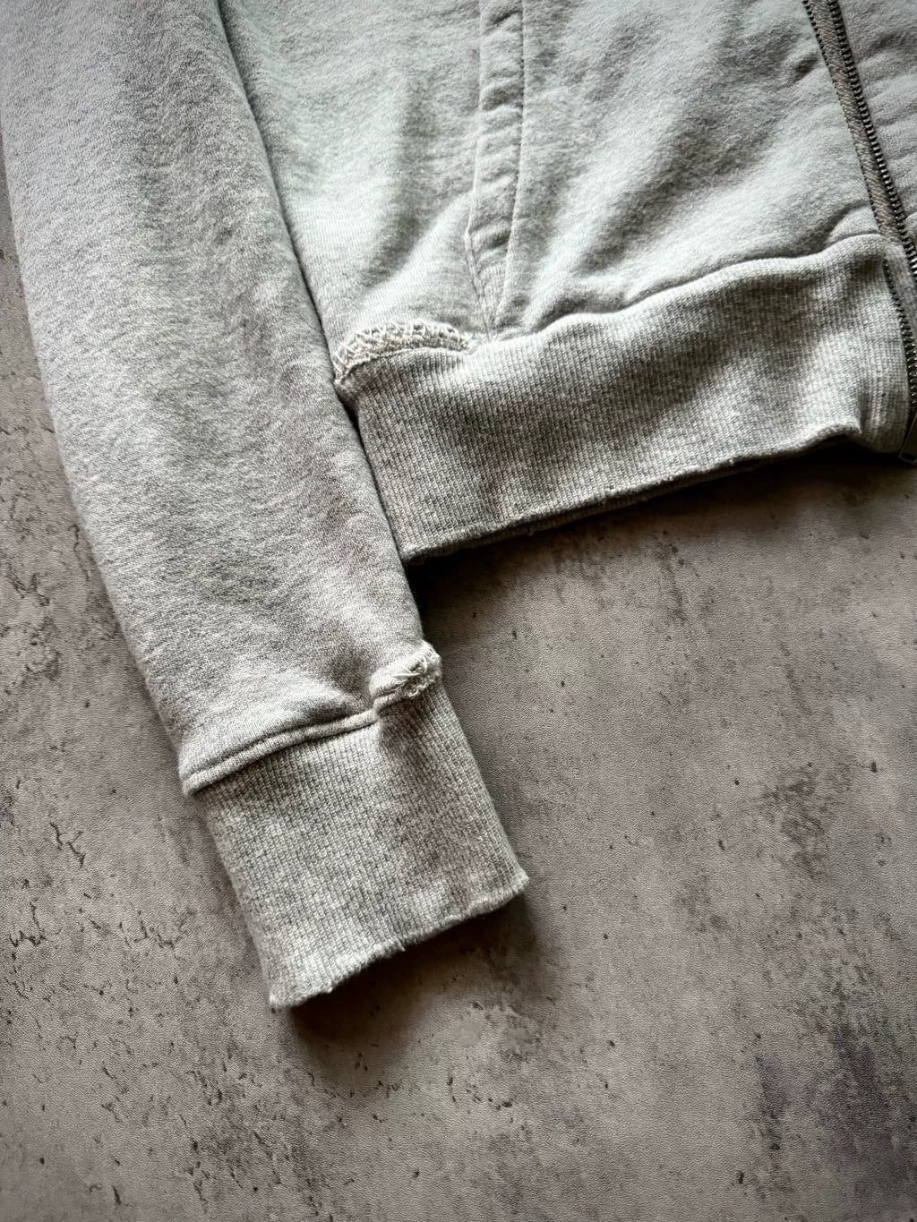 Saint Laurent 17AW Distressed Patch Hooded Gray Sweater by Anthony Vaccarello
