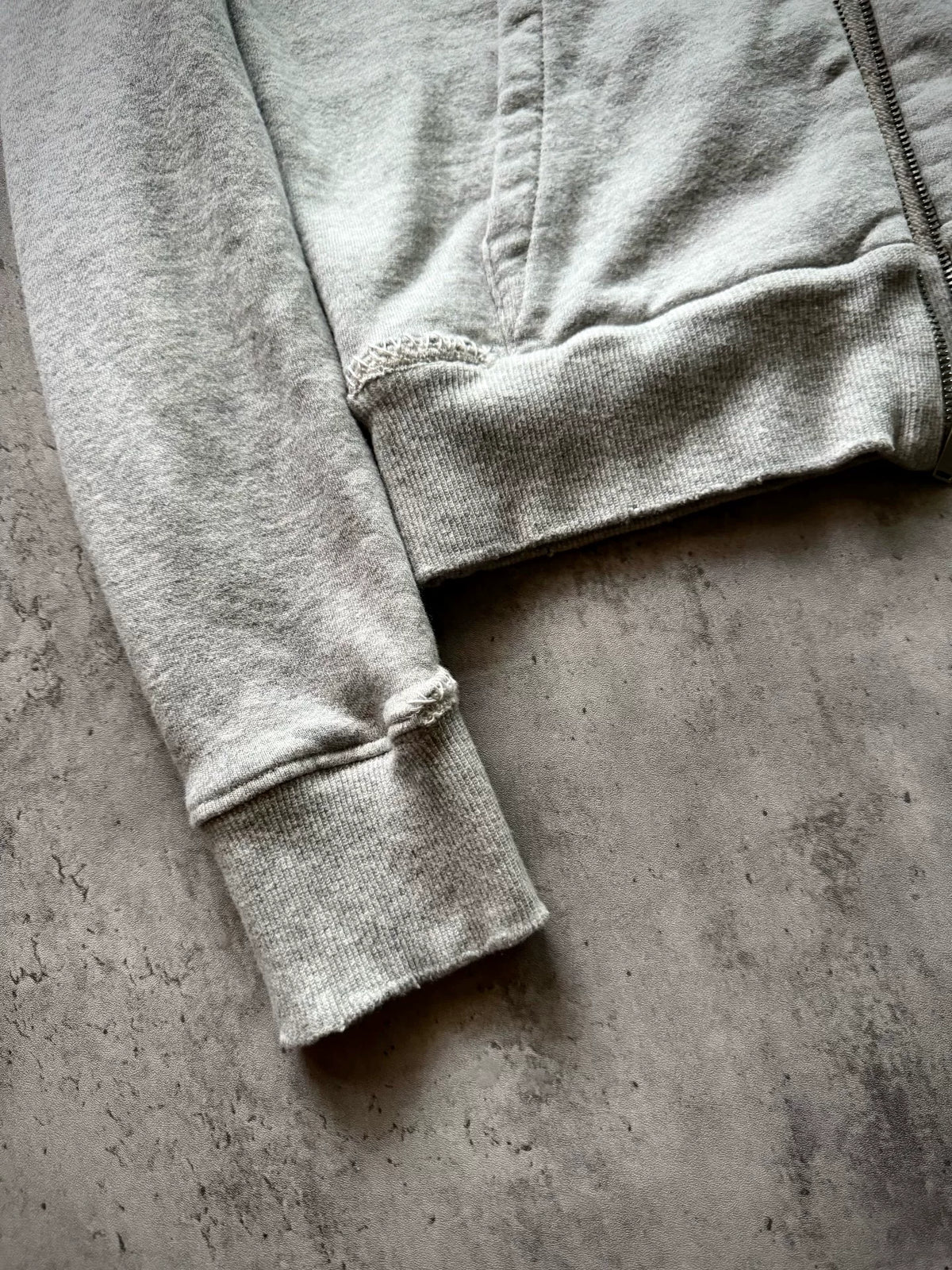 Saint Laurent 17AW Distressed Patch Hooded Gray Sweater by Anthony Vaccarello