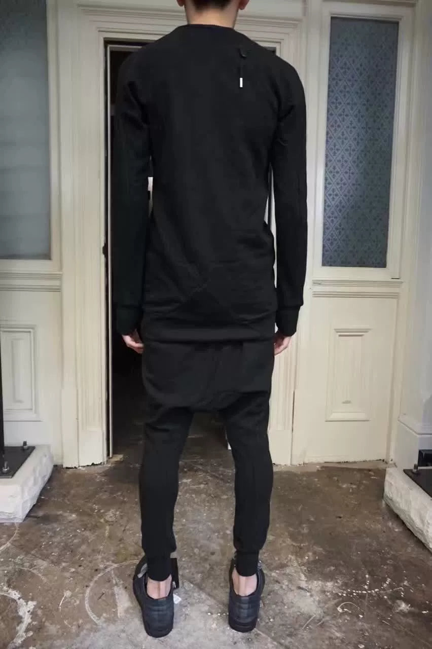 Boris Bidjan Saberi SS17 Black Pullover 1 Object Dye Cotton Sweater