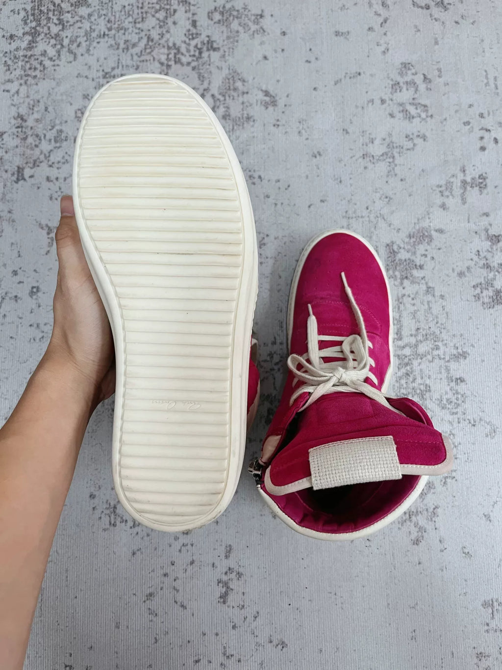 Rick Owens Women's Geobasket Sneakers in Fuschia/Milk