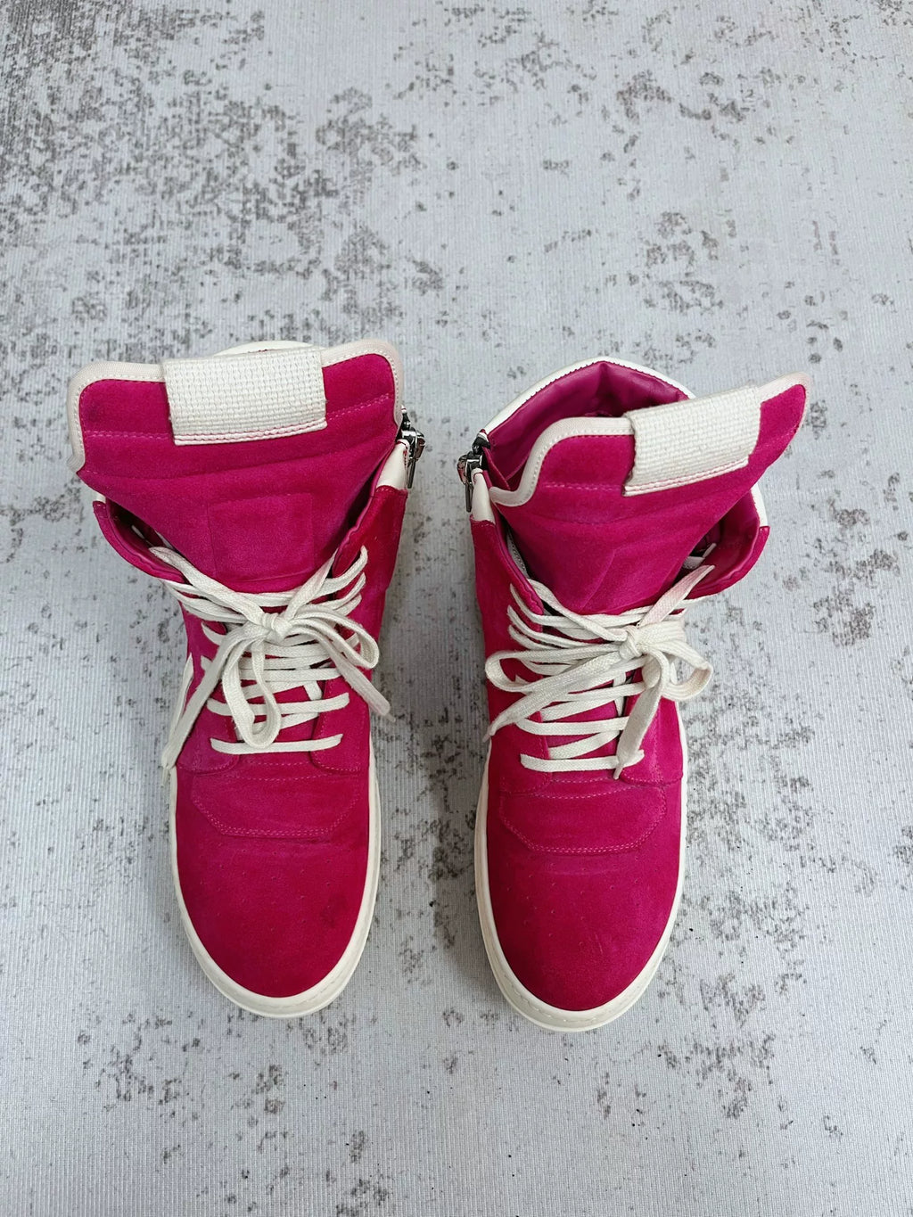Rick Owens Women's Geobasket Sneakers in Fuschia/Milk