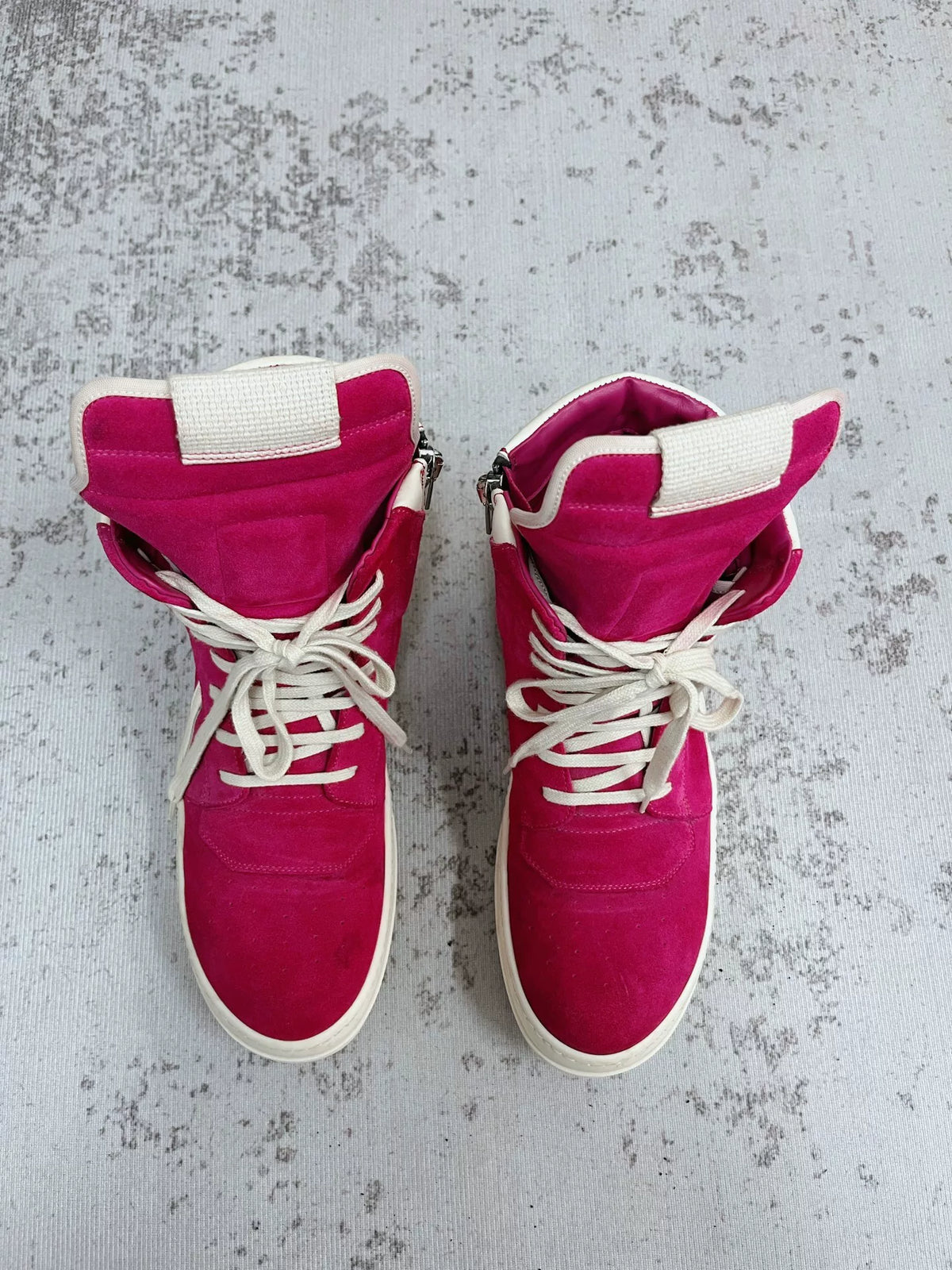 Rick Owens Women's Geobasket Sneakers in Fuschia/Milk