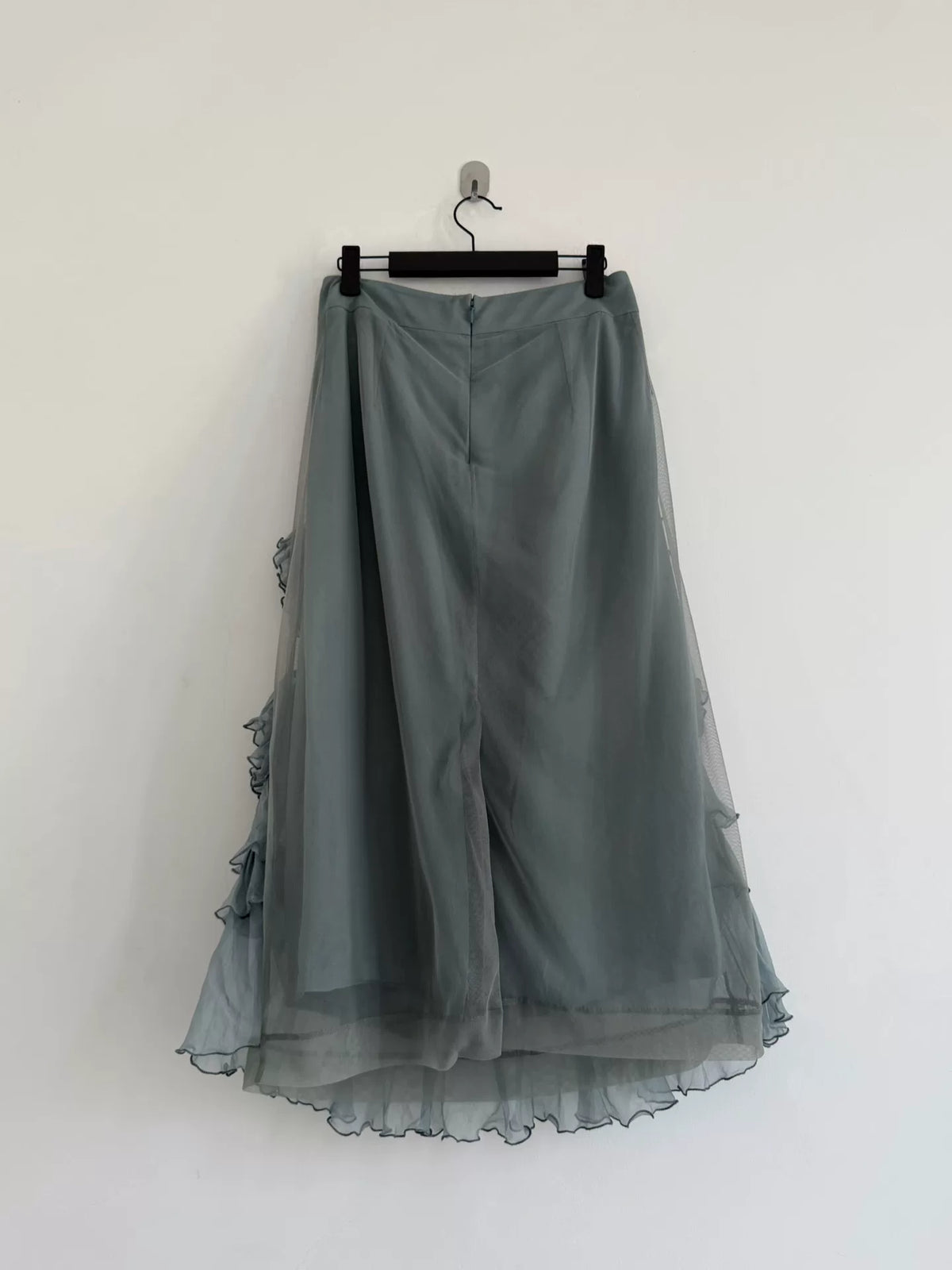 Dries van Noten Midi Gray Silk Skirt