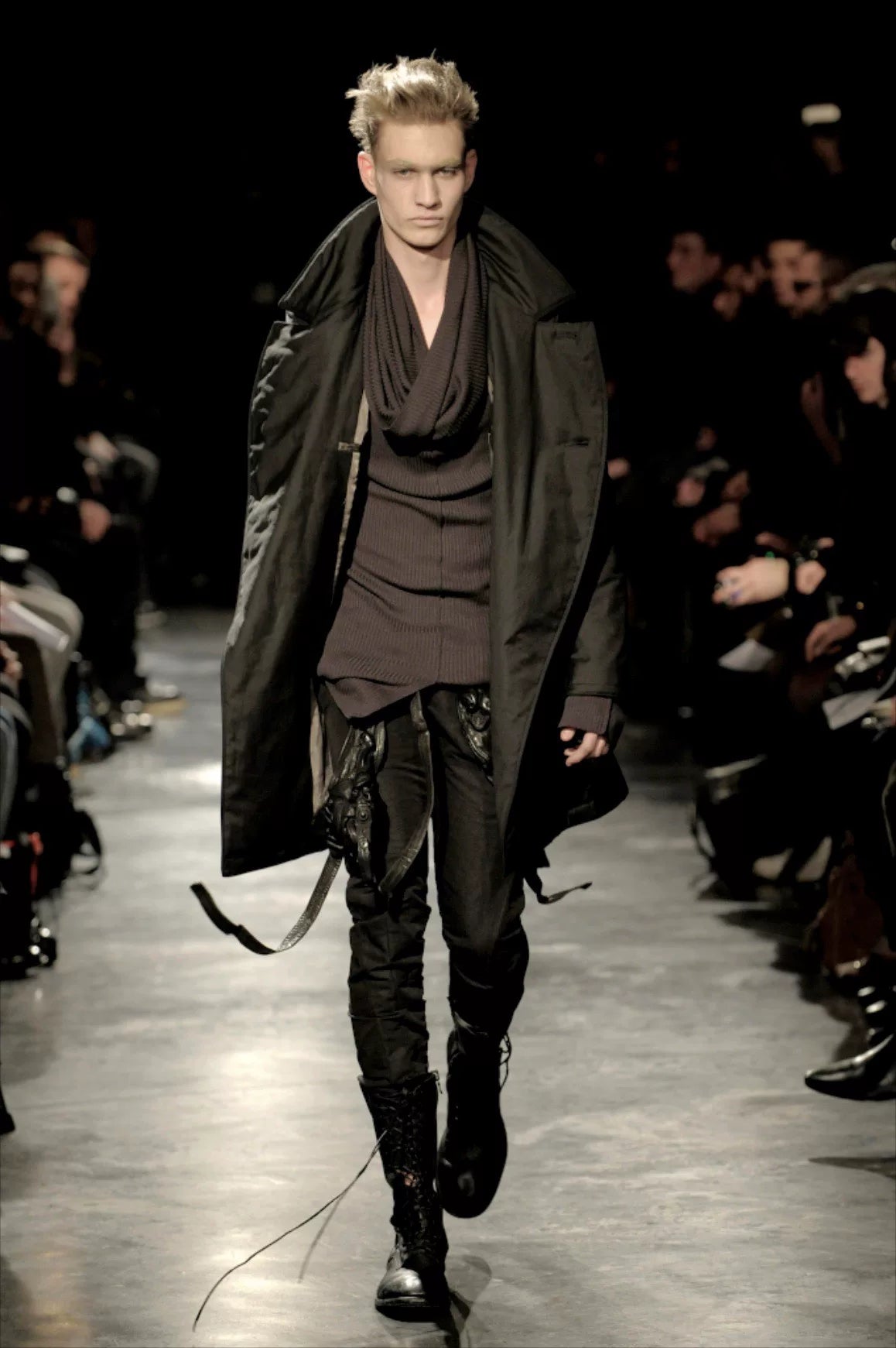 AW09 Comme des Garçons Black Double-Layer Interactive Draped High Collar Silk-Blend Knit Top