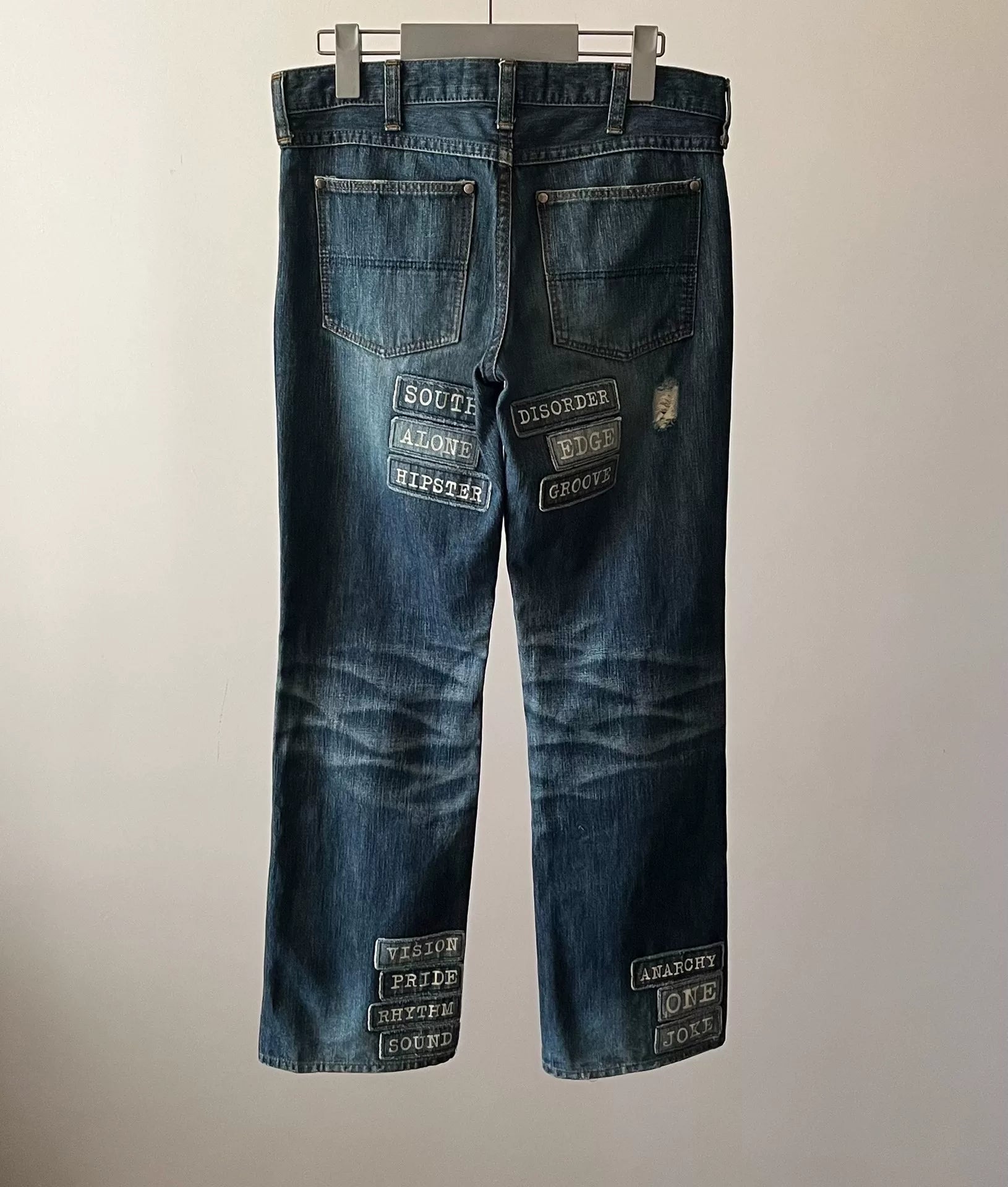 Number (N)ine SS02 “MODERN AGE” Poem Patch Grunge Denim