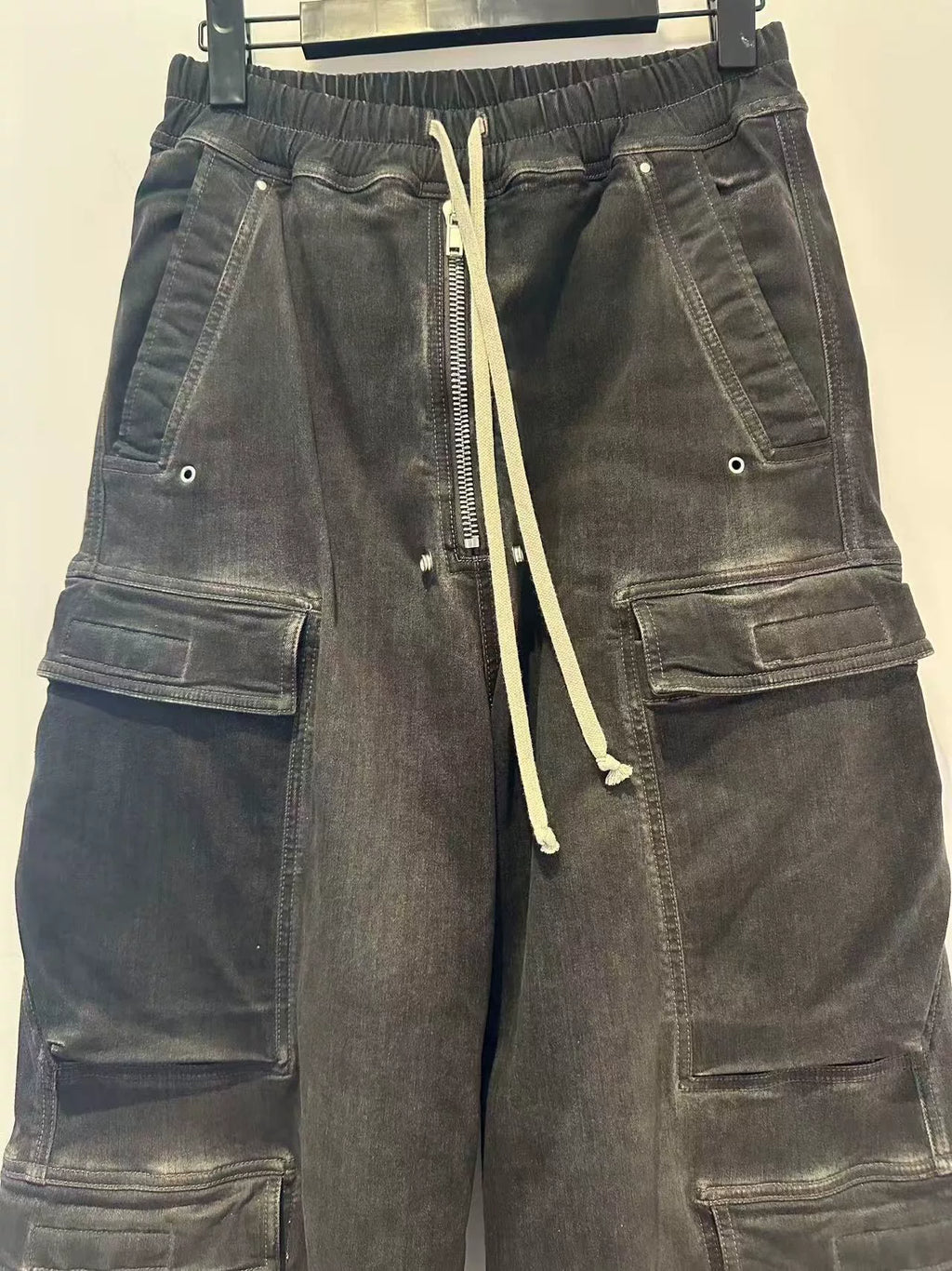 Rick Owens 23SS Bela Cargo Smoke Grey Washed Gradient Jeans