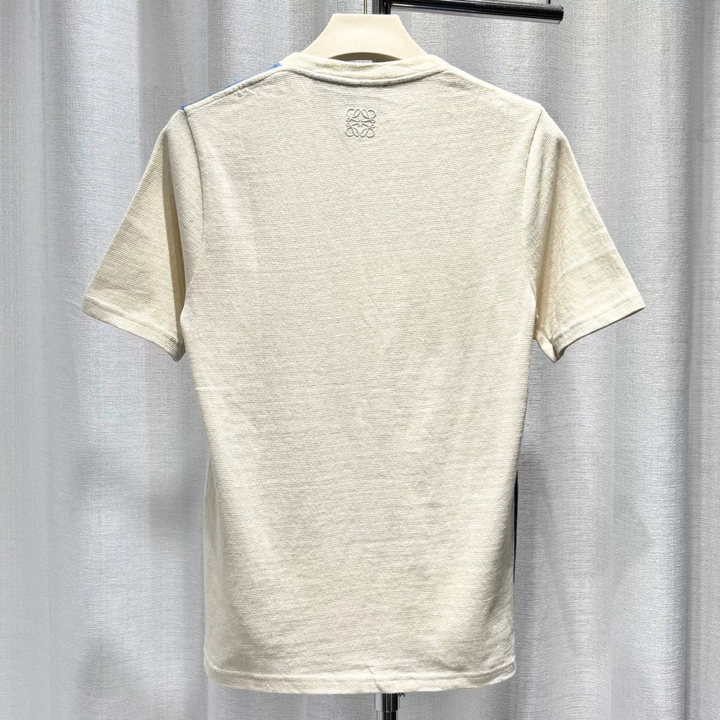 Loewe Knit Surf Ocean Print Cotton Color-Blocked Short Sleeve T-Shirt
