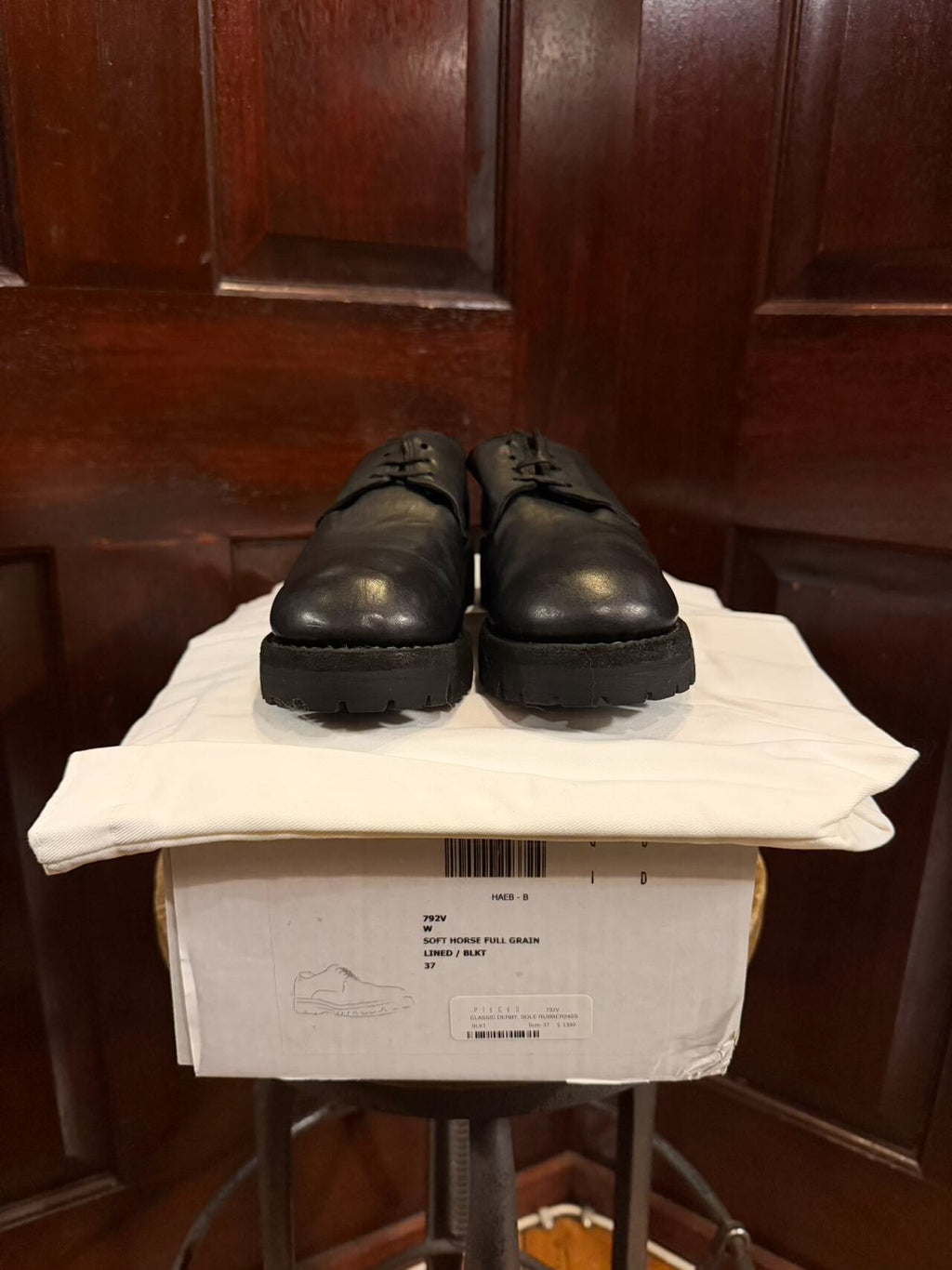 Guidi 792V Black Vibram Horsehide Derby Shoes