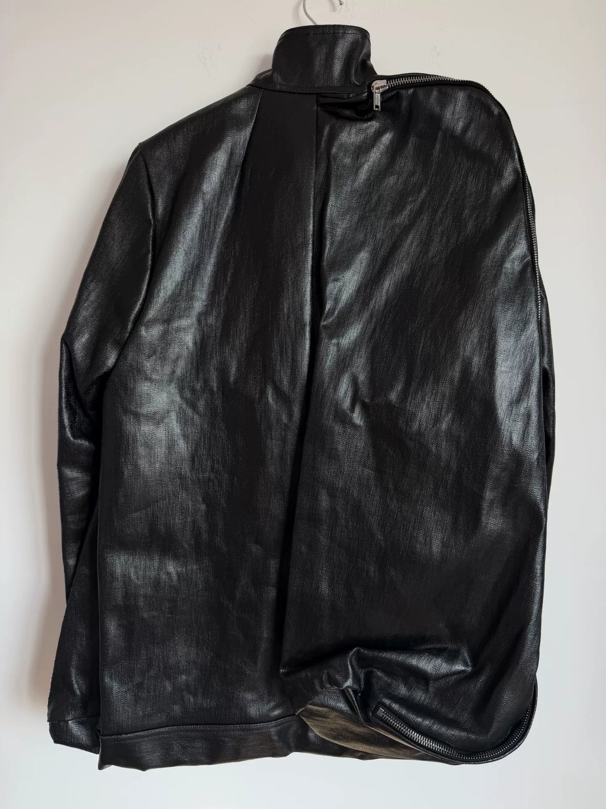 Rick Owens FW17 Black Coated Denim Zip-Up Jacket