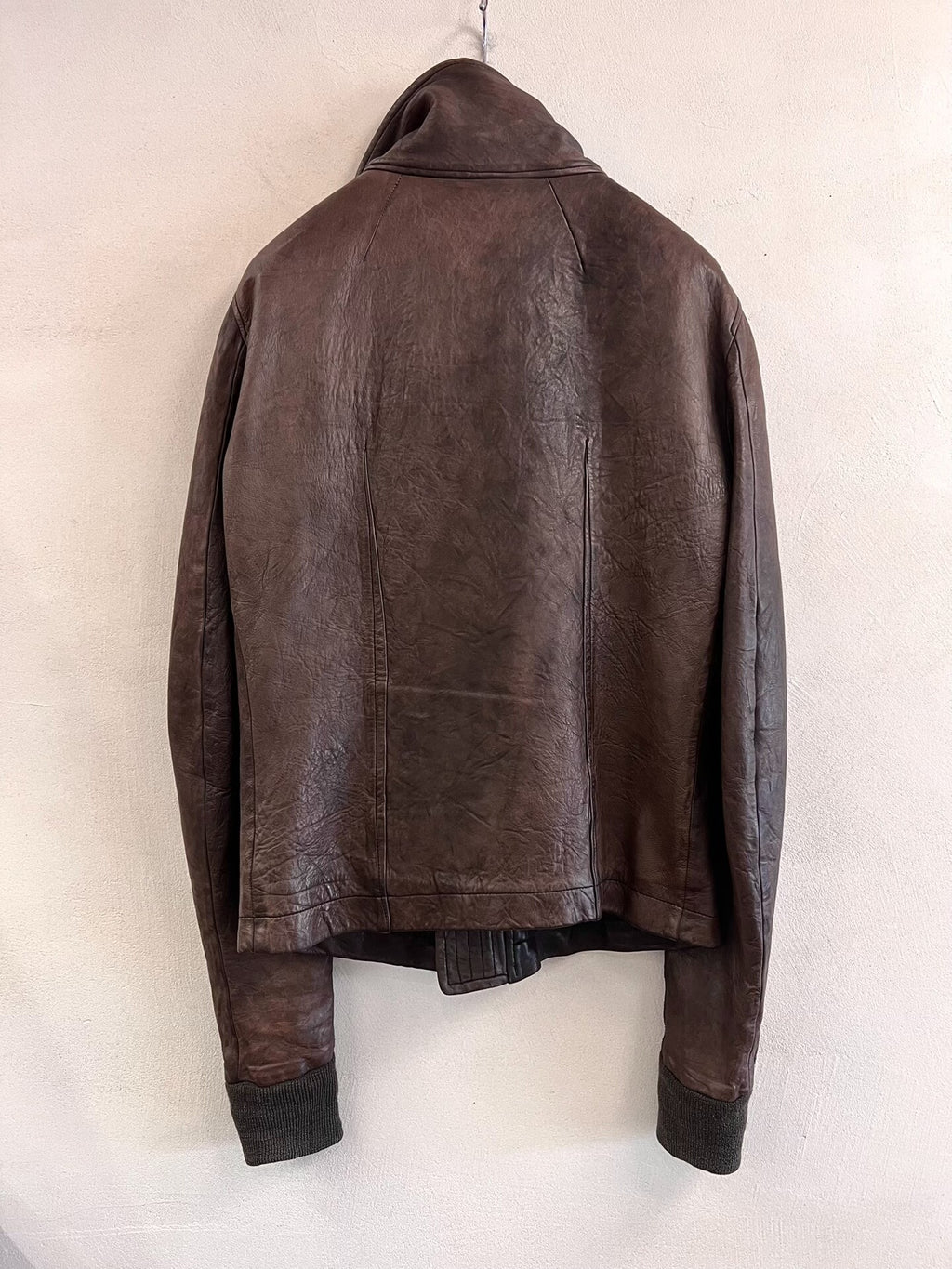 Rick Owens High-Neck Biker Leather Jacket
