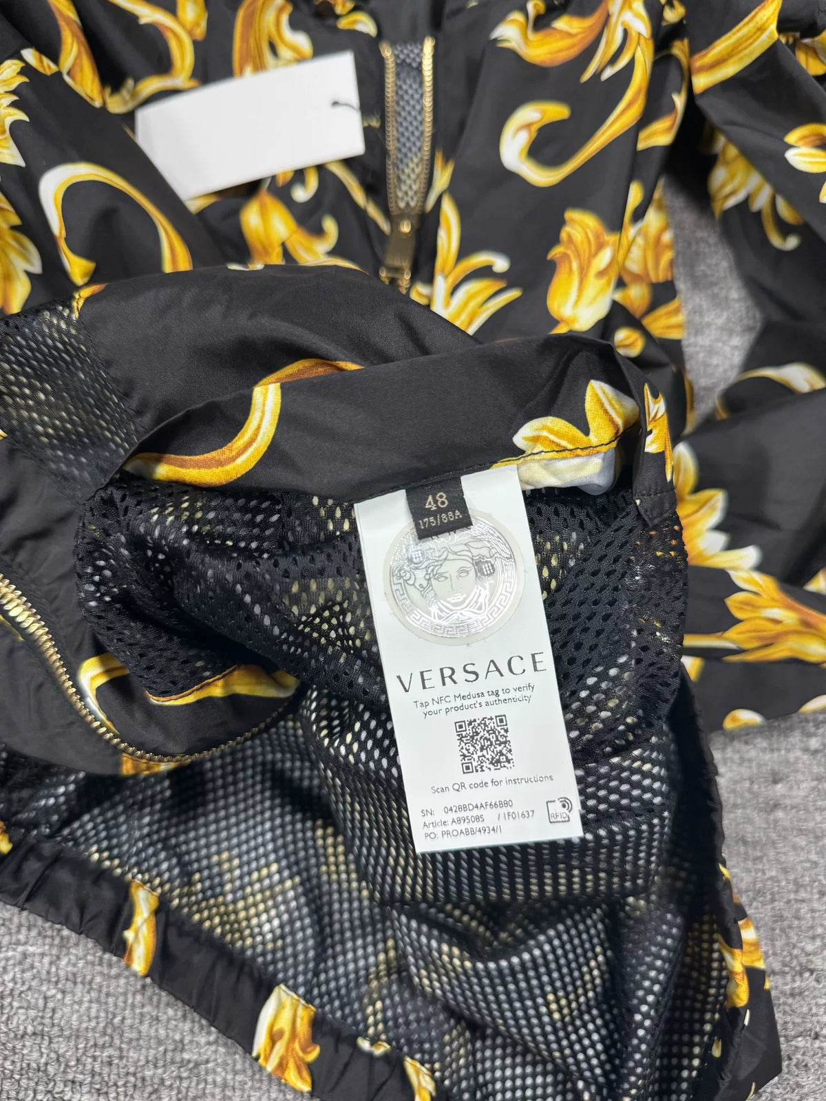 Versace Black Gold Baroque Zip-Up Jacket