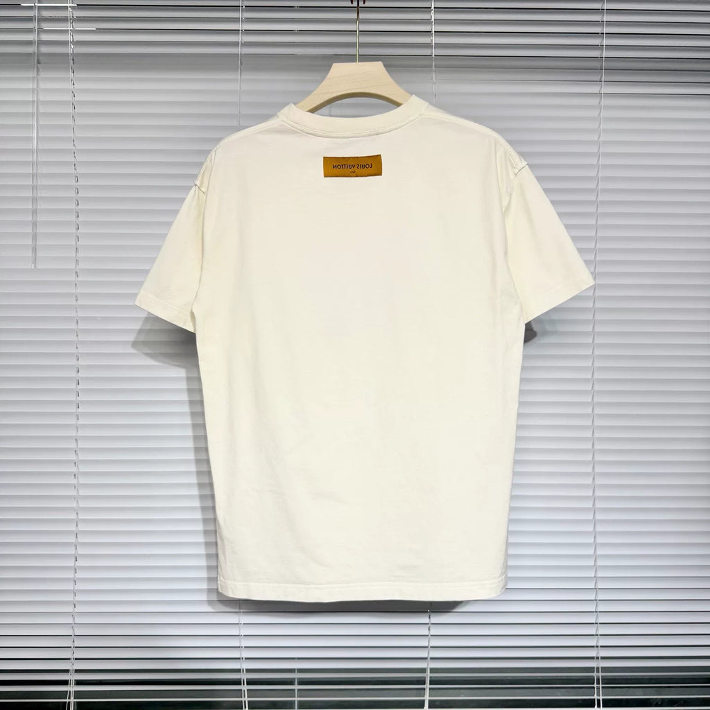 Louis Vuitton Watercolor Floral Cotton White Short Sleeve T-Shirt