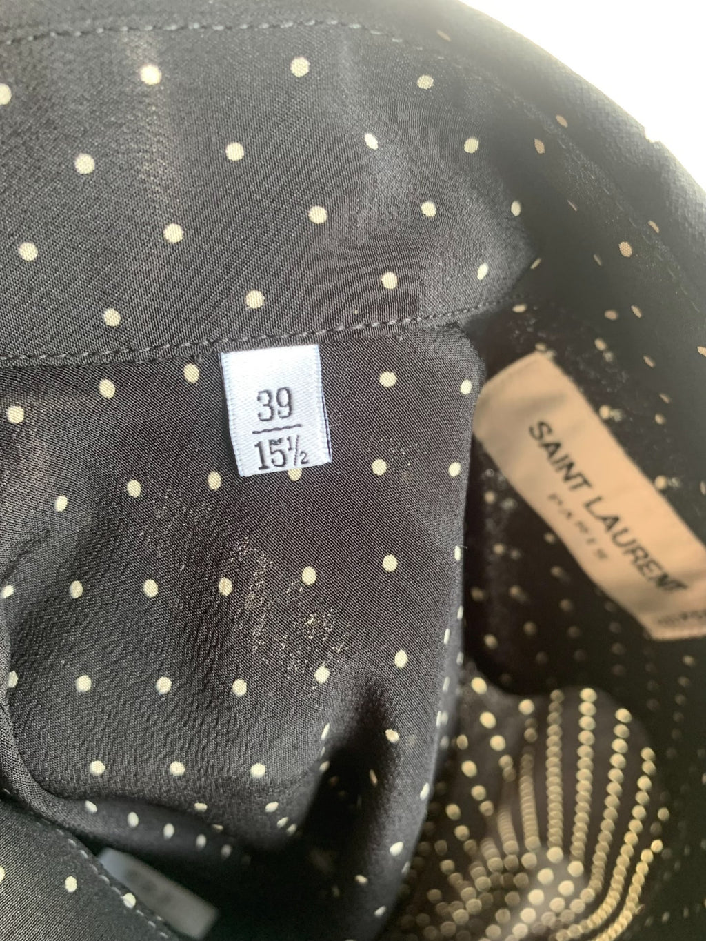 Saint Laurent Black Polka Dot Collared Shirt