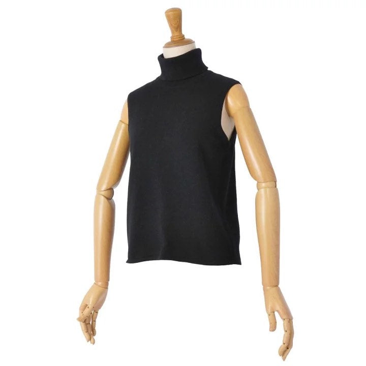 HERMES Turtleneck Sleeveless Cashmere Knit Top